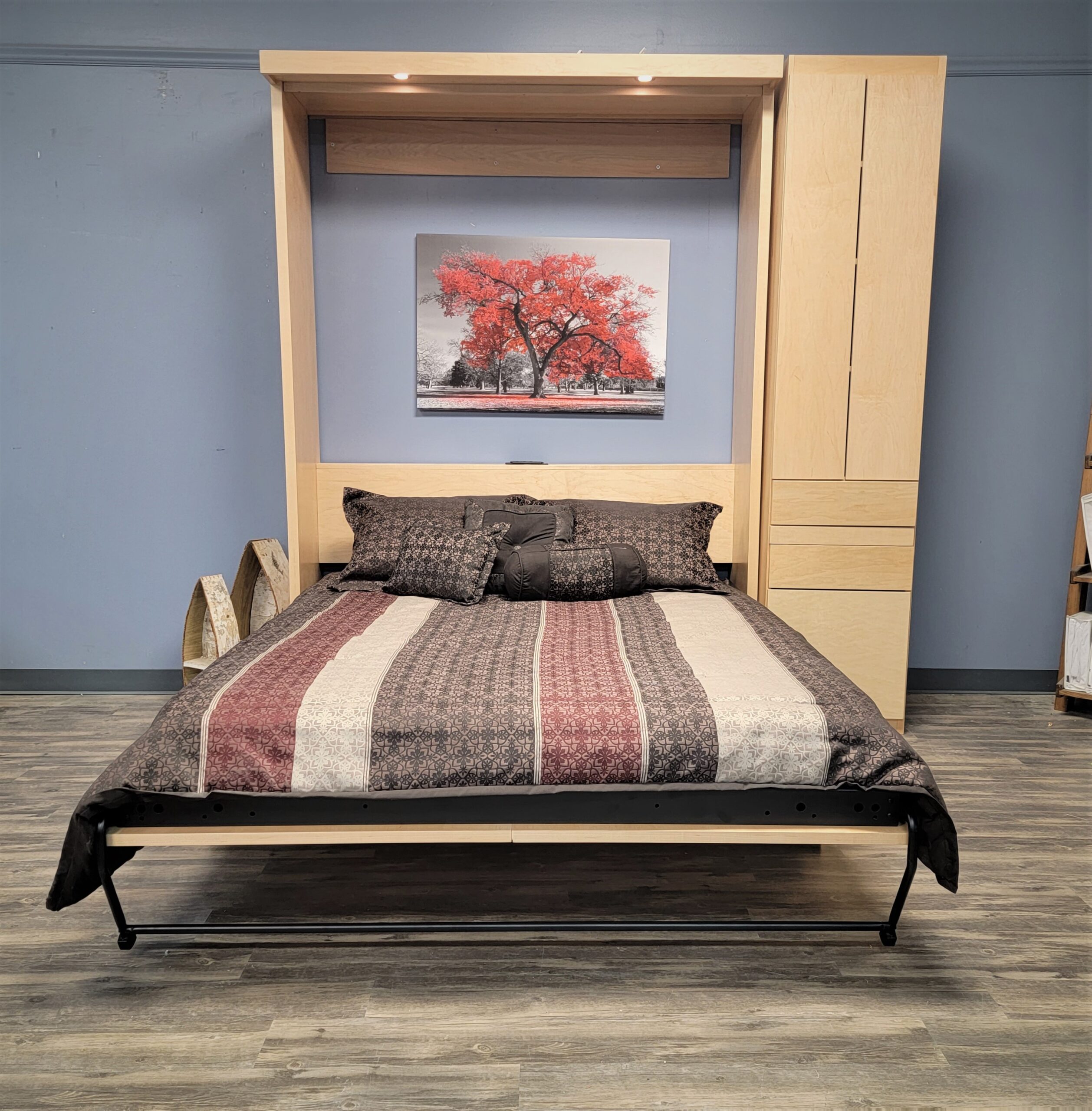 Natural Maple Ginsburg Front View of Bed Open