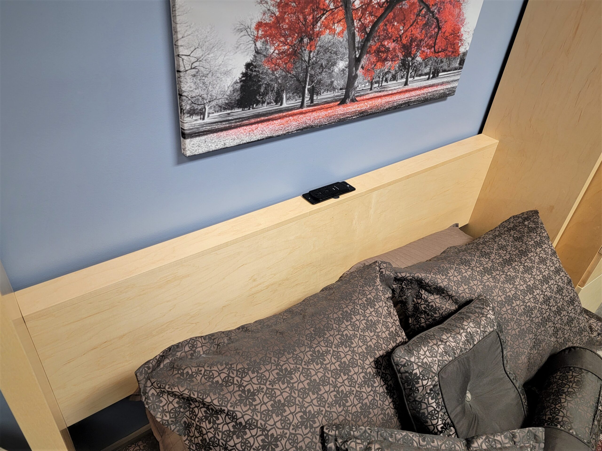 Natural Maple Ginsburg Headboard Charging Station