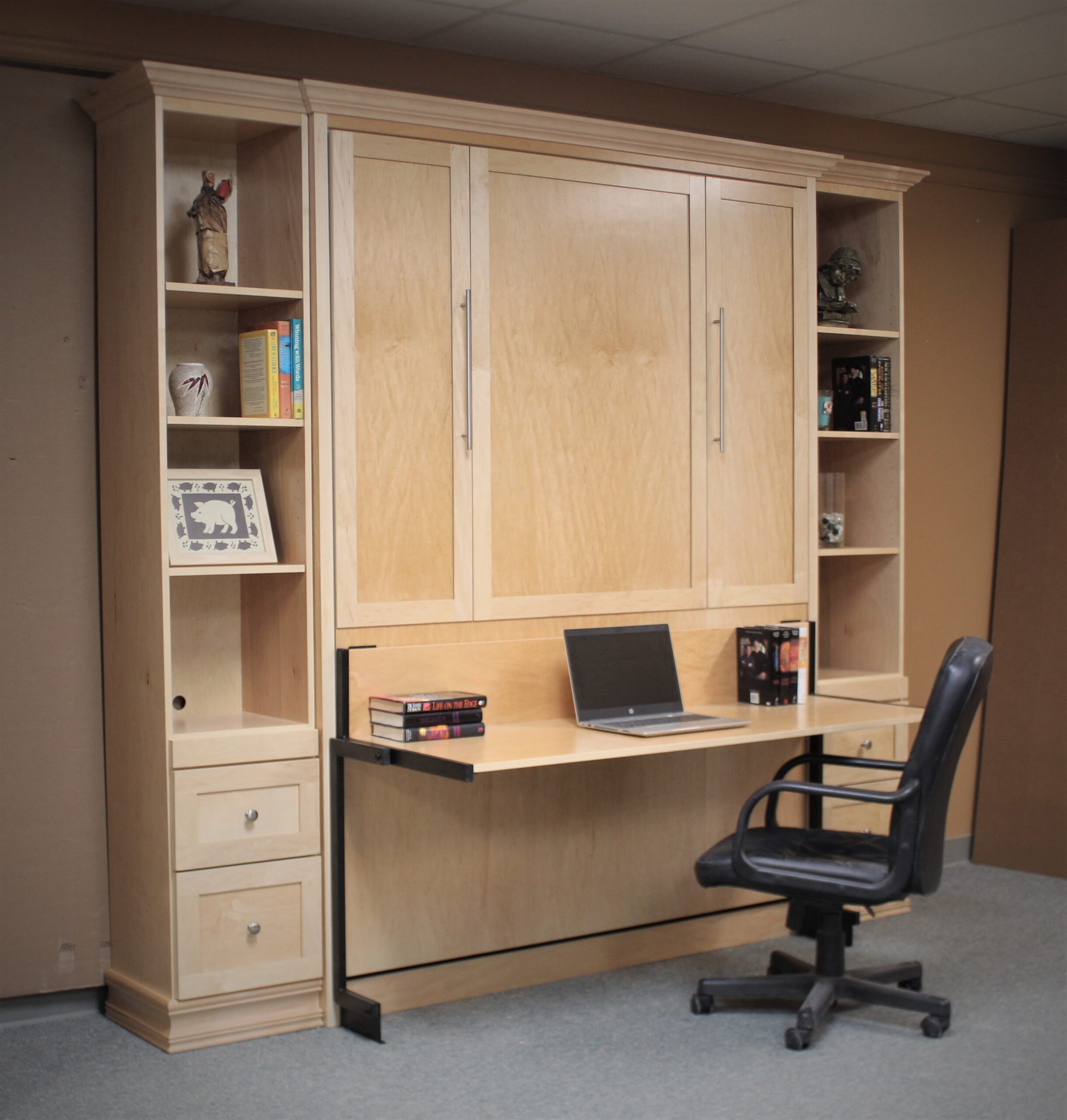 Hunting Club Murphy Bed Side View of Bed Shown Closed