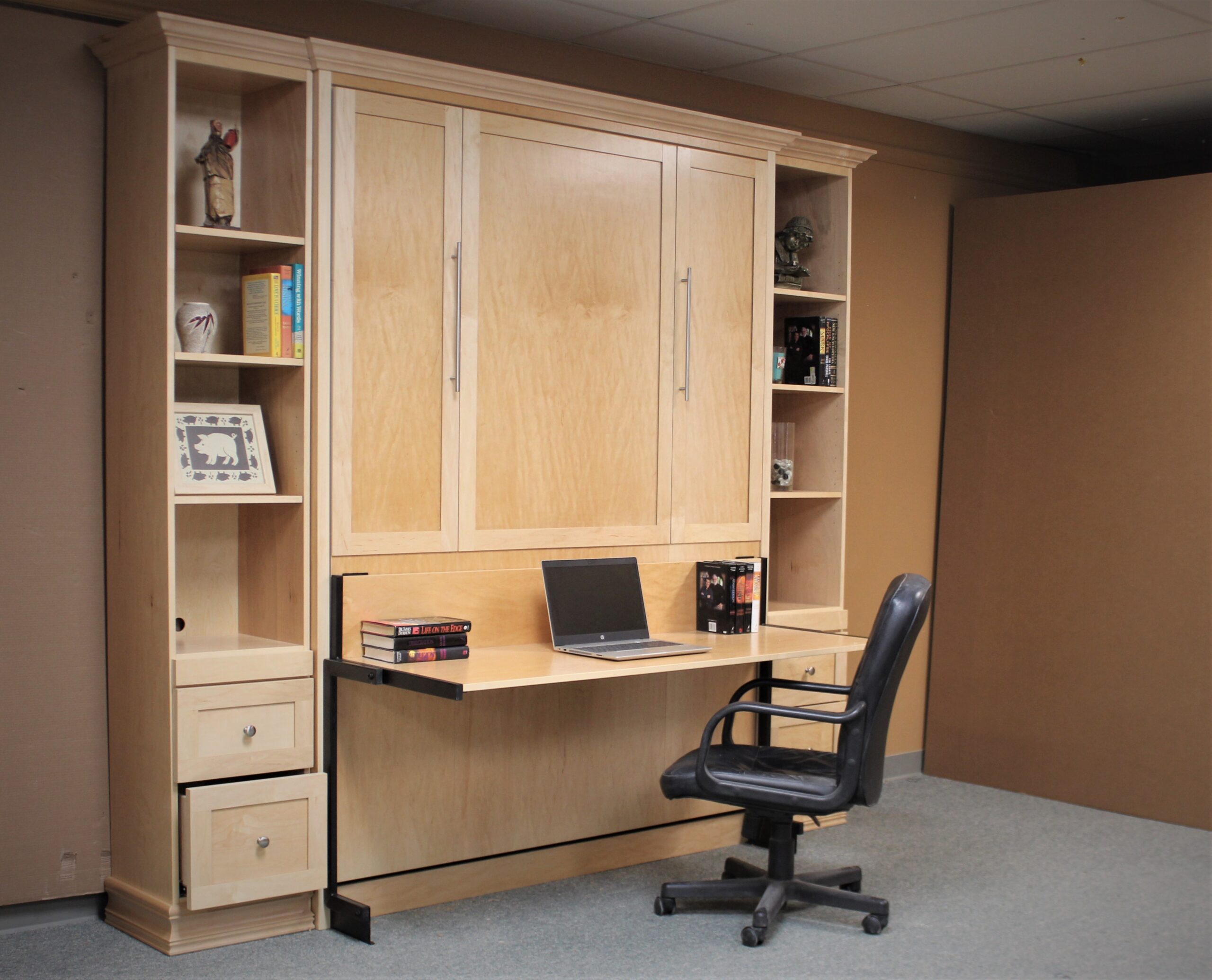 Hunting Club Murphy Bed Side View of Bed Shown Closed