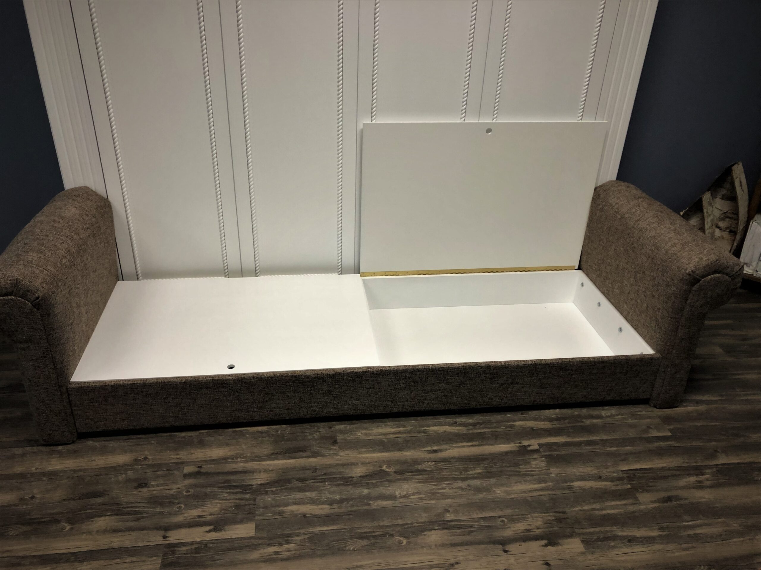 Twilight Murphy Bed with Sofa Storage Shown Open