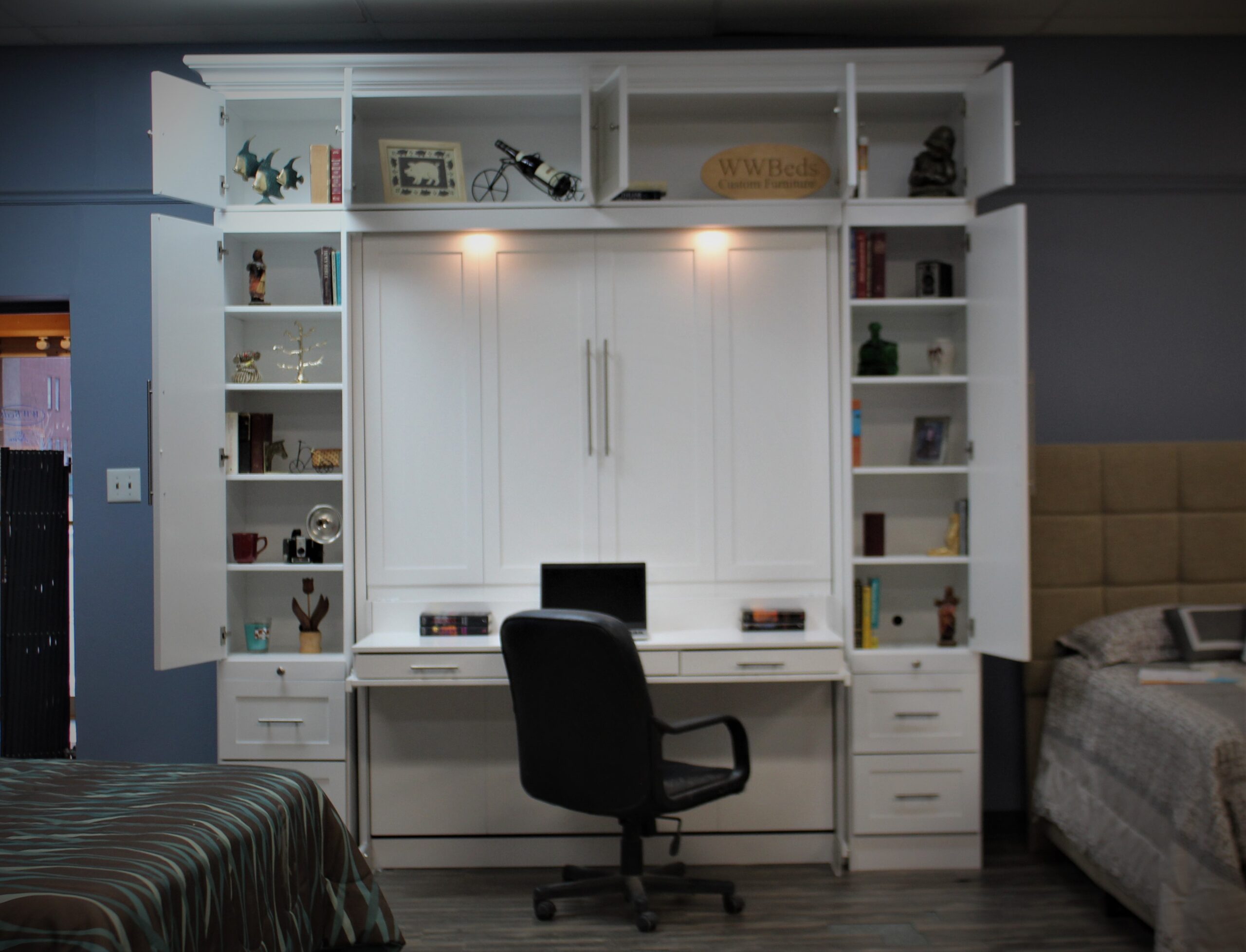 Massive Templeton Murphy Bed Front View of Bed Shown Closed and Doors Open