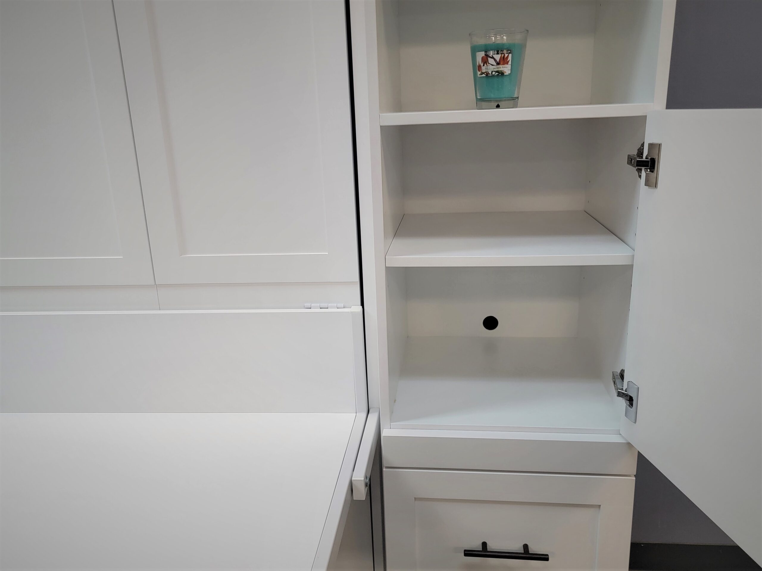 Templeton Murphy Bed Painted White Bookcase Mid Door Section