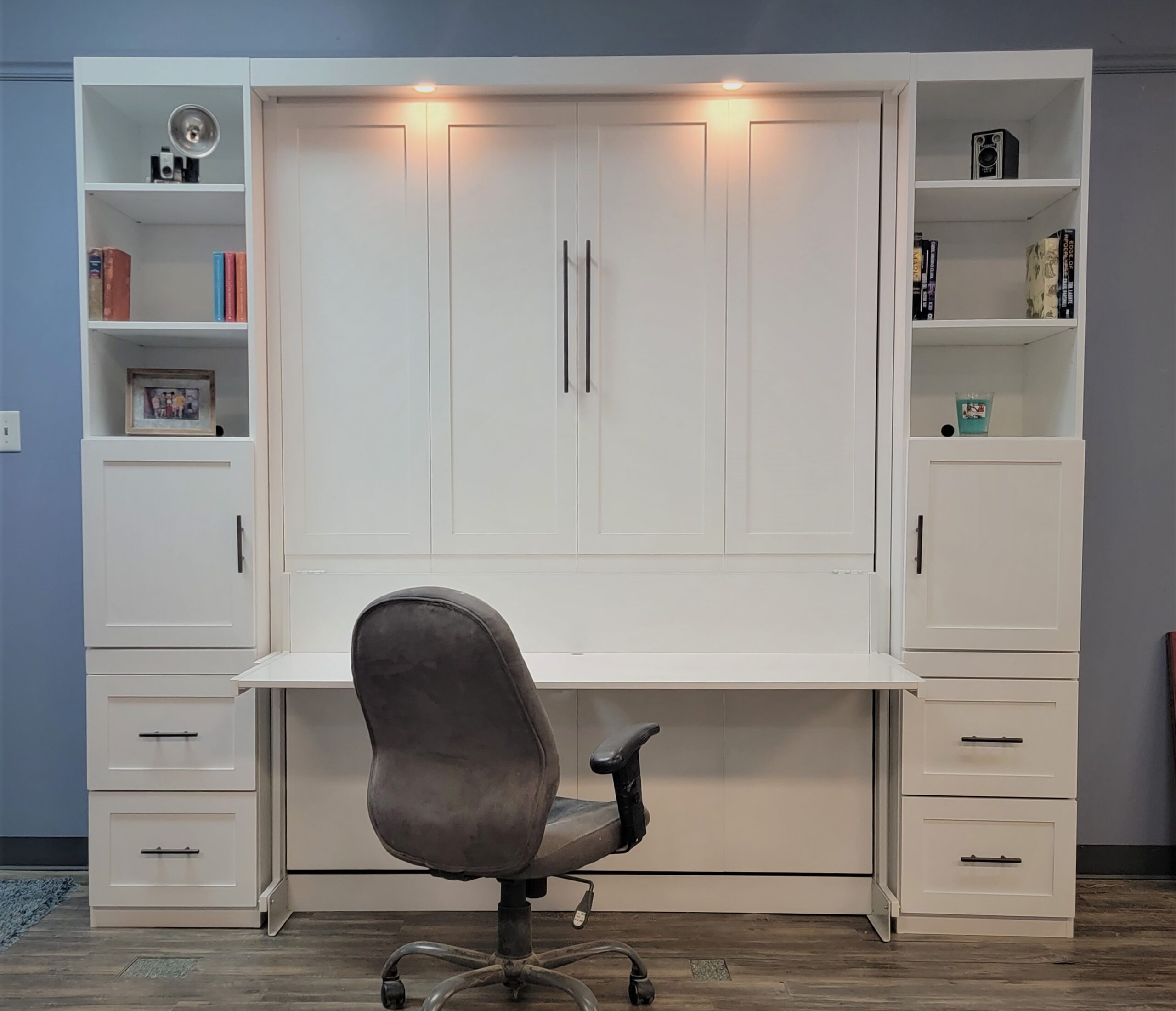 Templeton Murphy Bed Painted White Front View of Bed Shown Closed