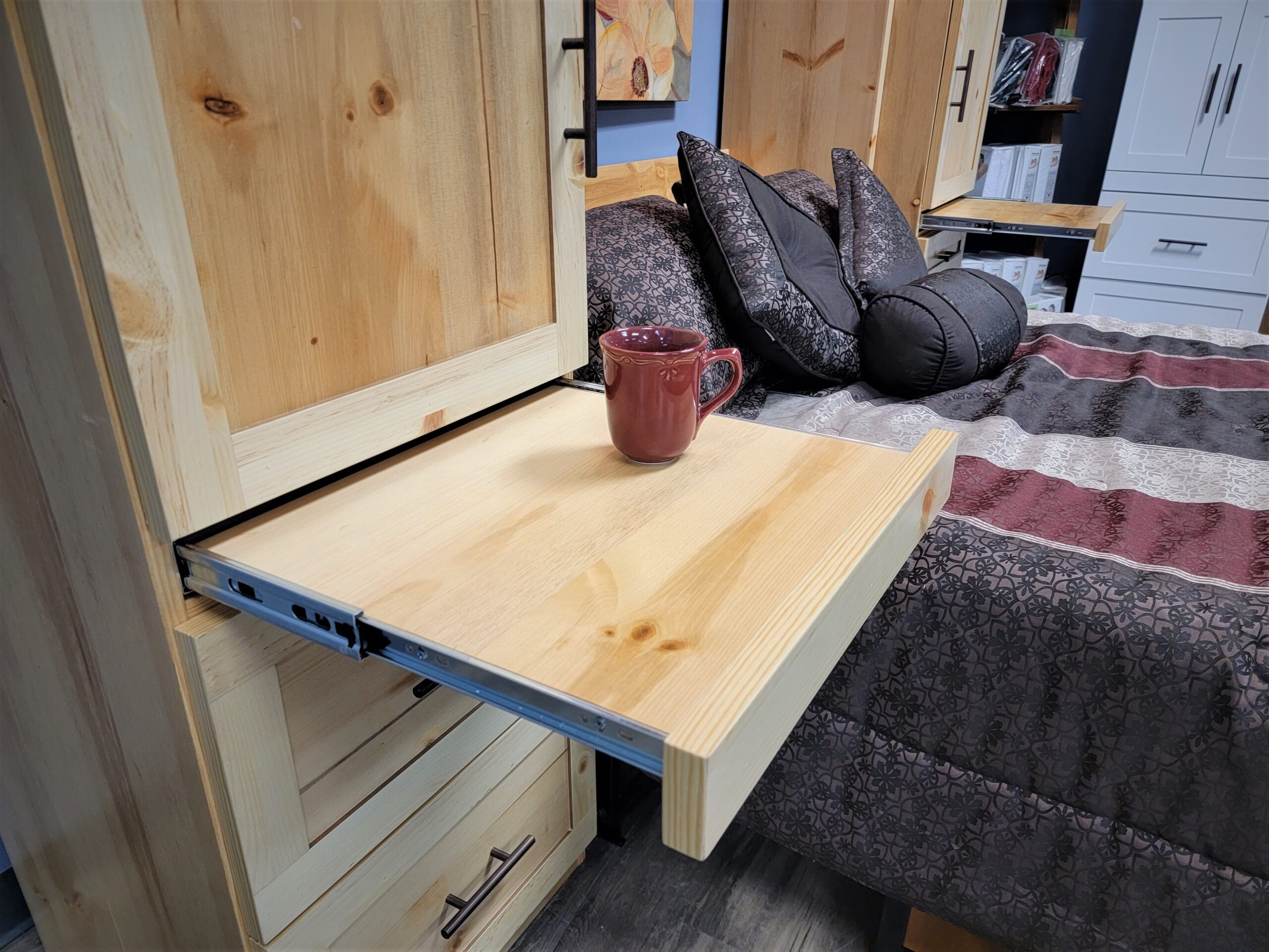 Natural Pine Templeton Murphy Bed Pullout Drink Tray