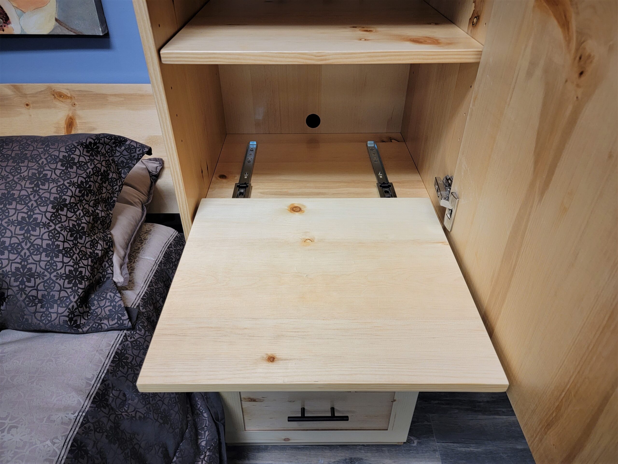 Natural Pine Templeton Murphy Bed Printer Pullout