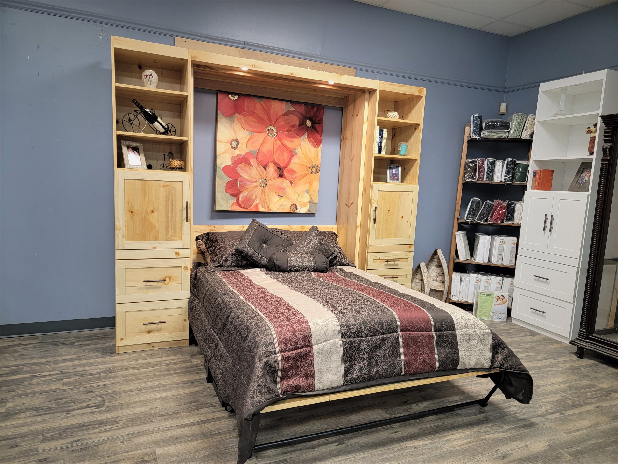 Natural Pine Templeton Murphy Bed Side View of Bed Open