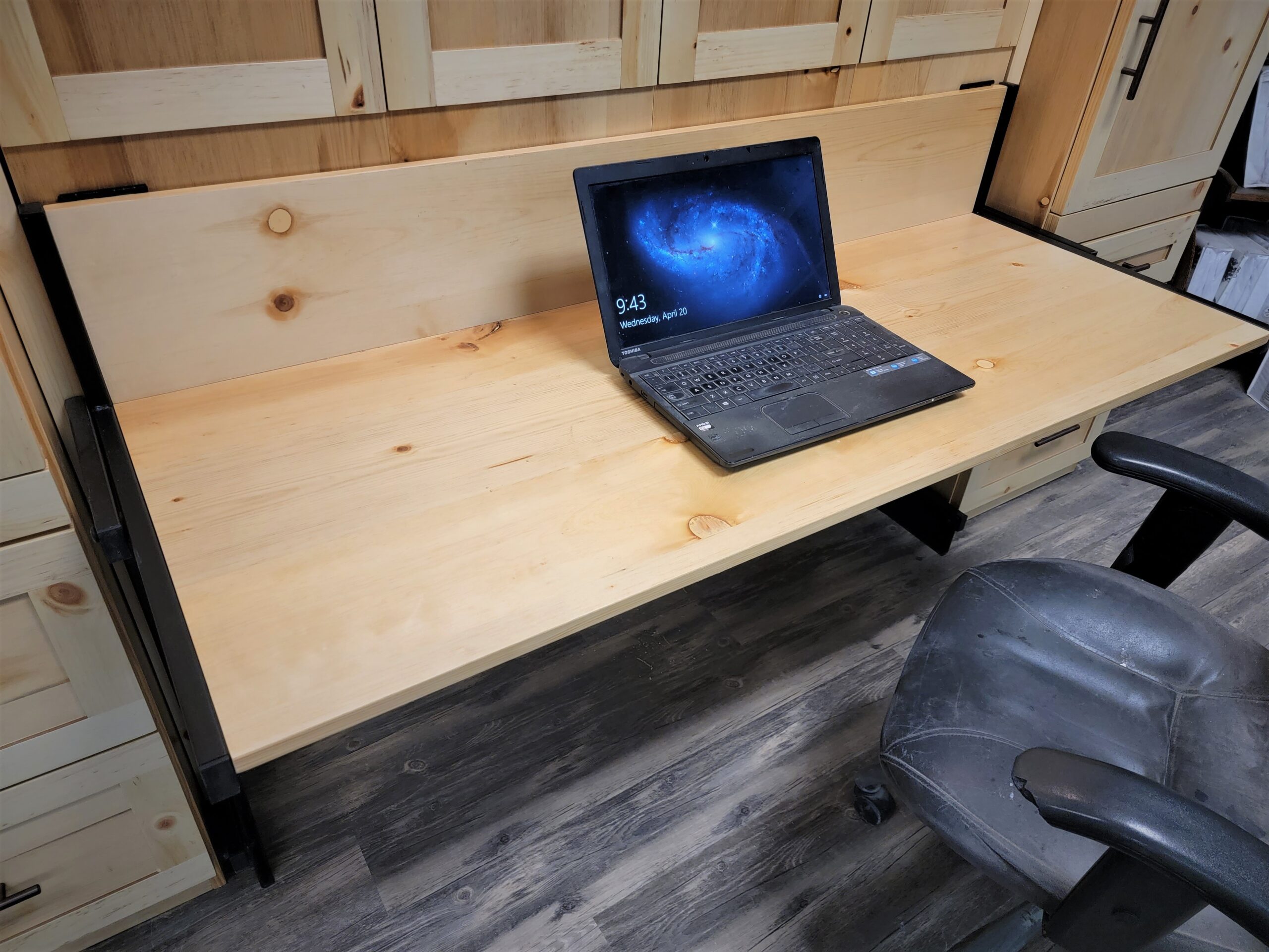 Natural Pine Templeton Murphy Bed Stay Level Desk