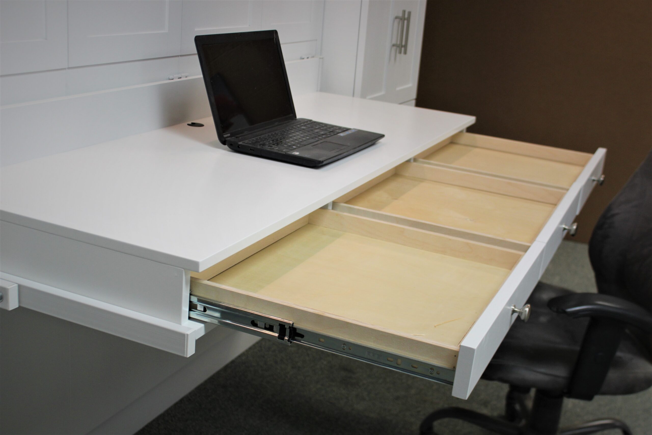 Templeton Murphy Bed Pencil Drawers from Stay Level Desk Shown Open