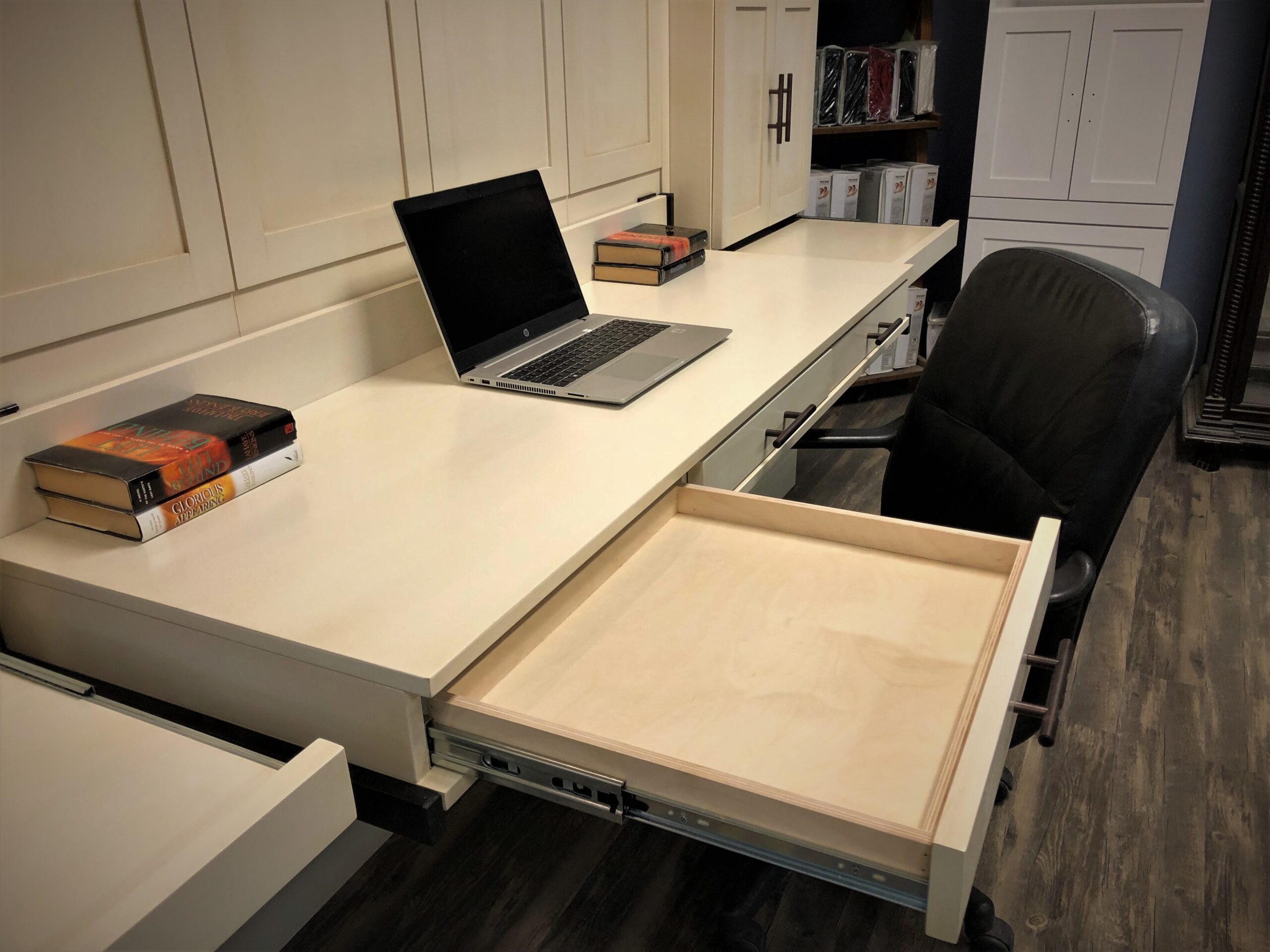 Designer Glaze Templeton Close-up of Stay Level Desk Pencil Drawers