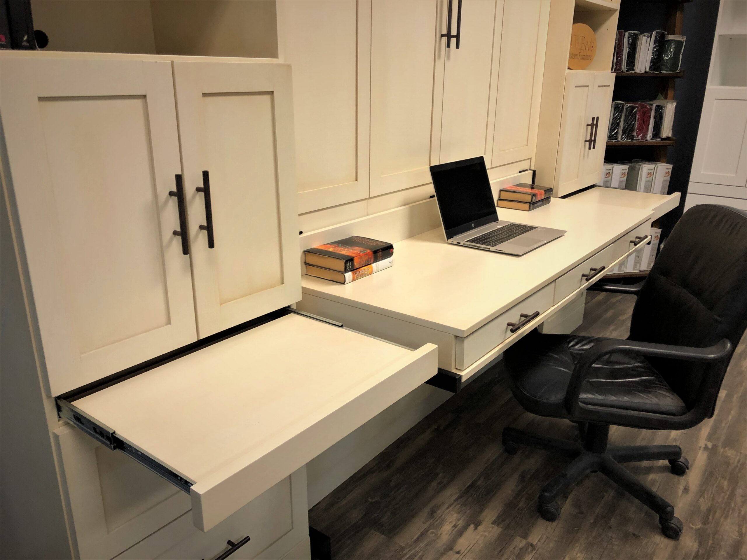 Designer Glaze Templeton Stay Level Desk and Pull-out Drink Tray