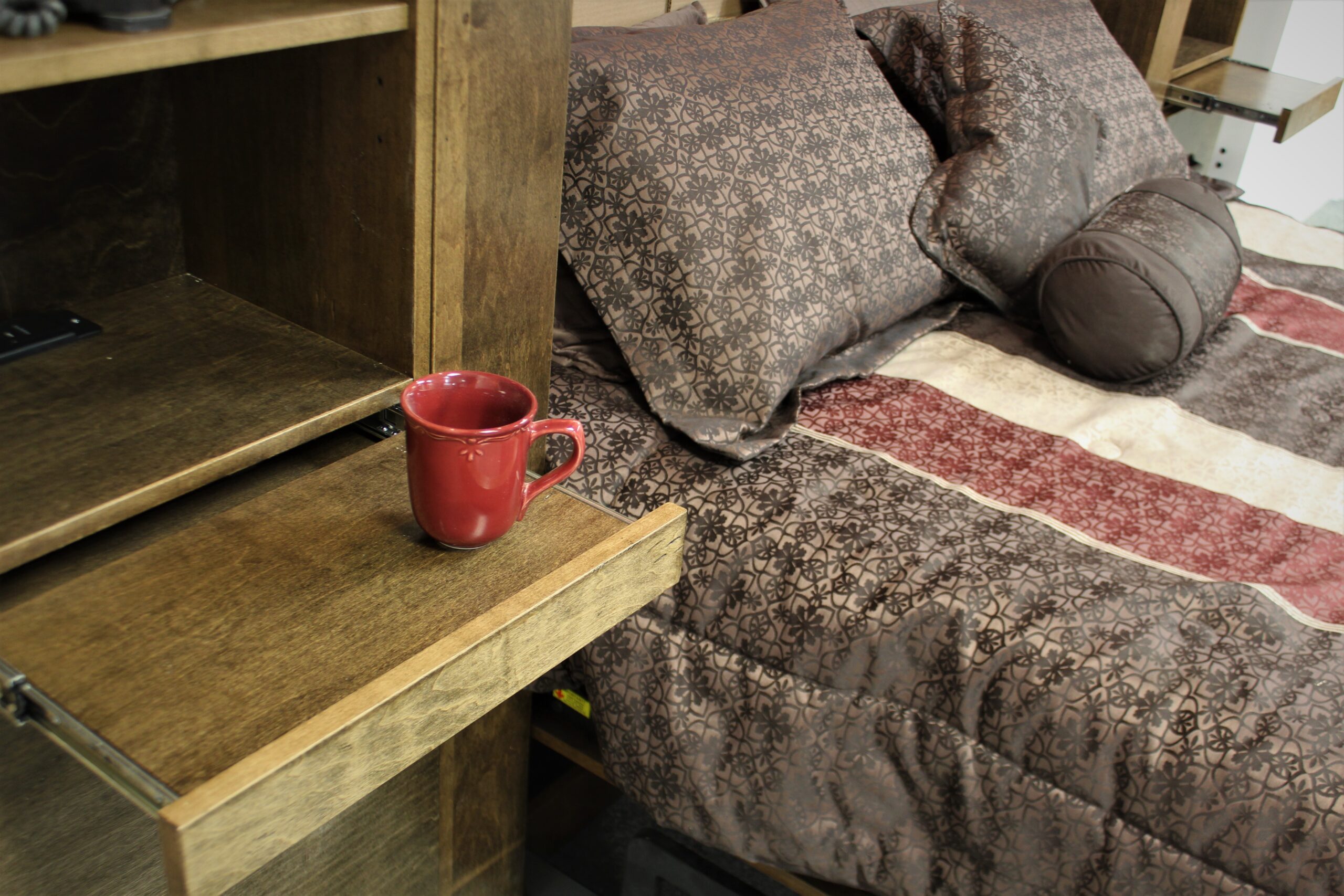 Gothic Arch Murphy Bed Pull-out Drink Tray in Bookcases