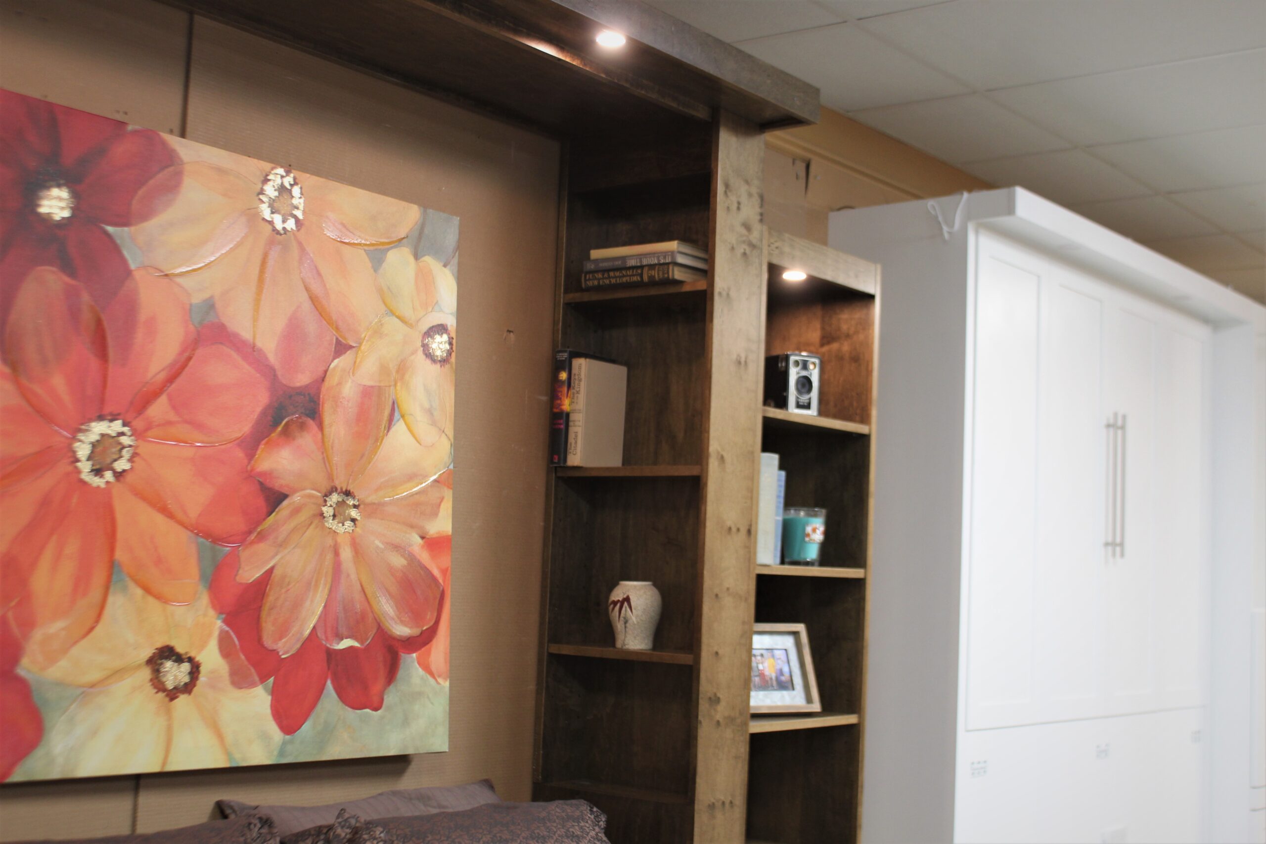 Gothic Arch Murphy Bed Inset Bookcases