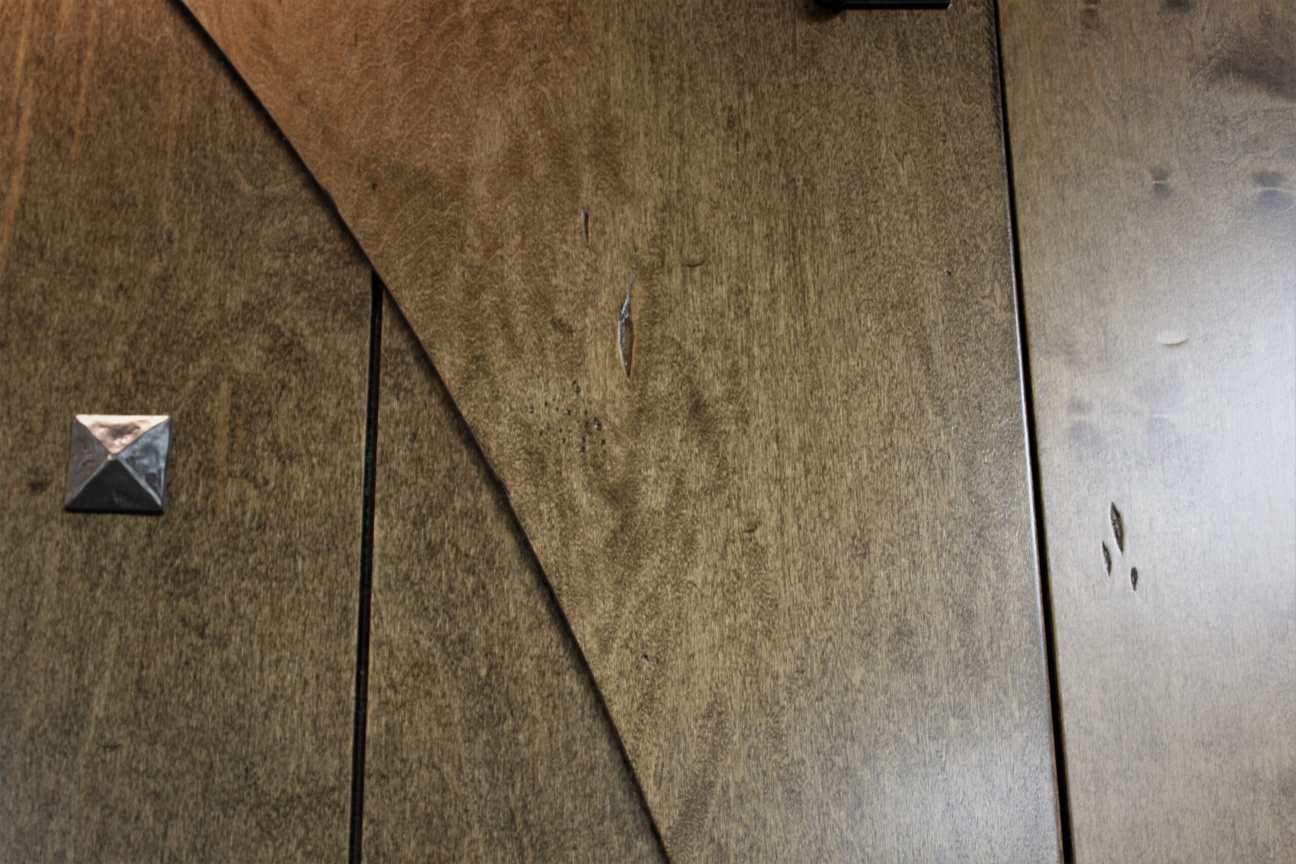 Gothic Arch Murphy Bed Distressing Close-up