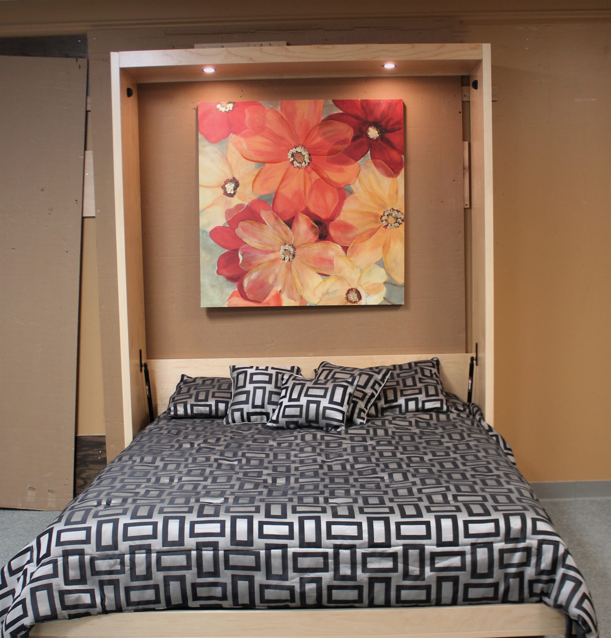 Alpine Inset Desk Murphy Bed Front View of Bed Shown Open