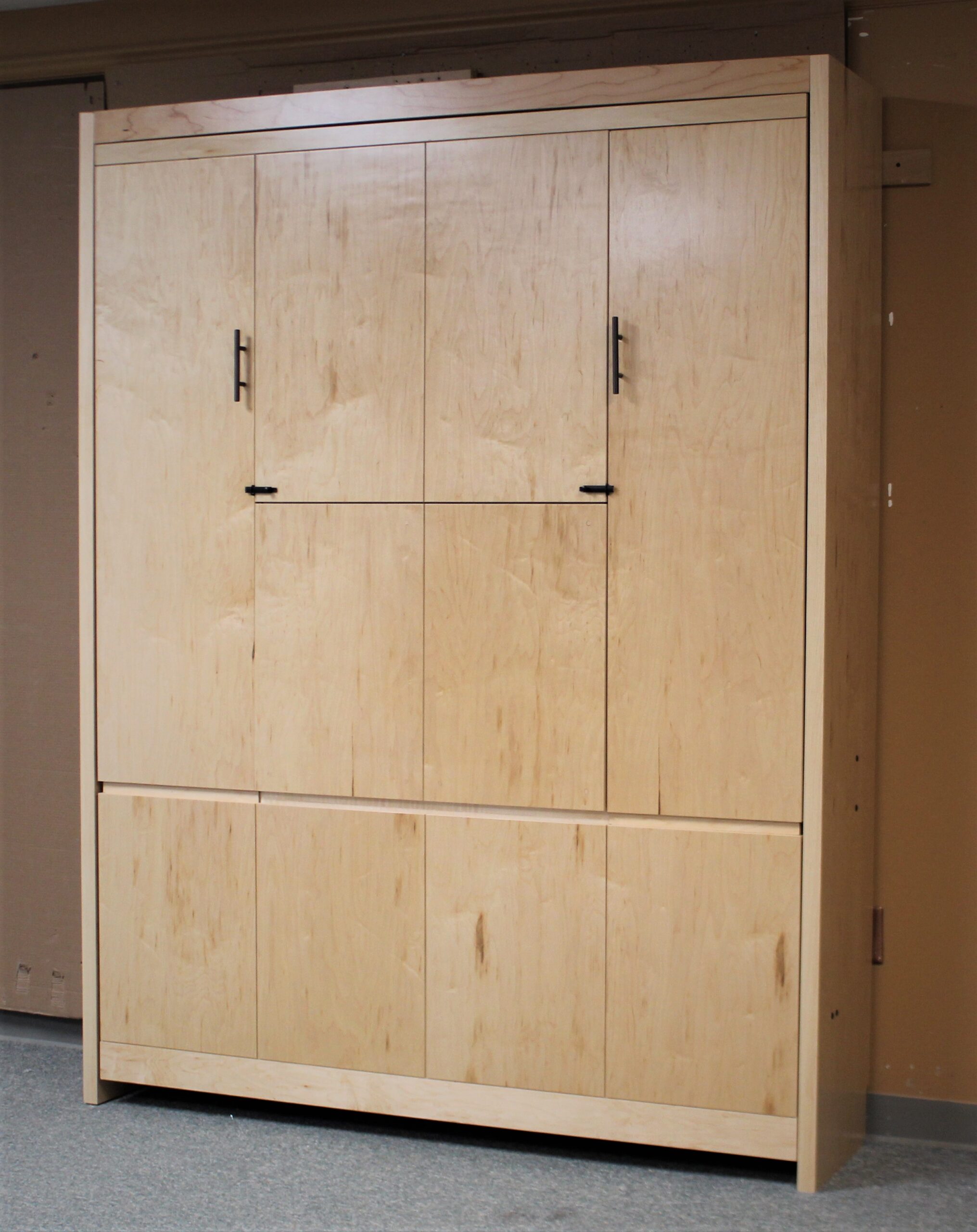 Alpine Inset Desk Murphy Bed Side View of Bed Shown Closed