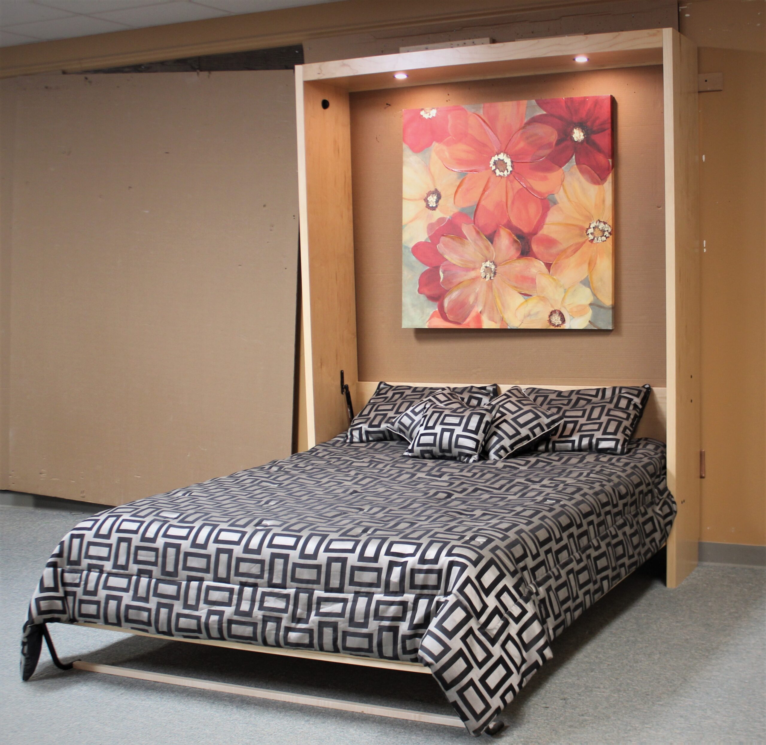 Alpine Inset Desk Murphy Bed Side View of Bed Open