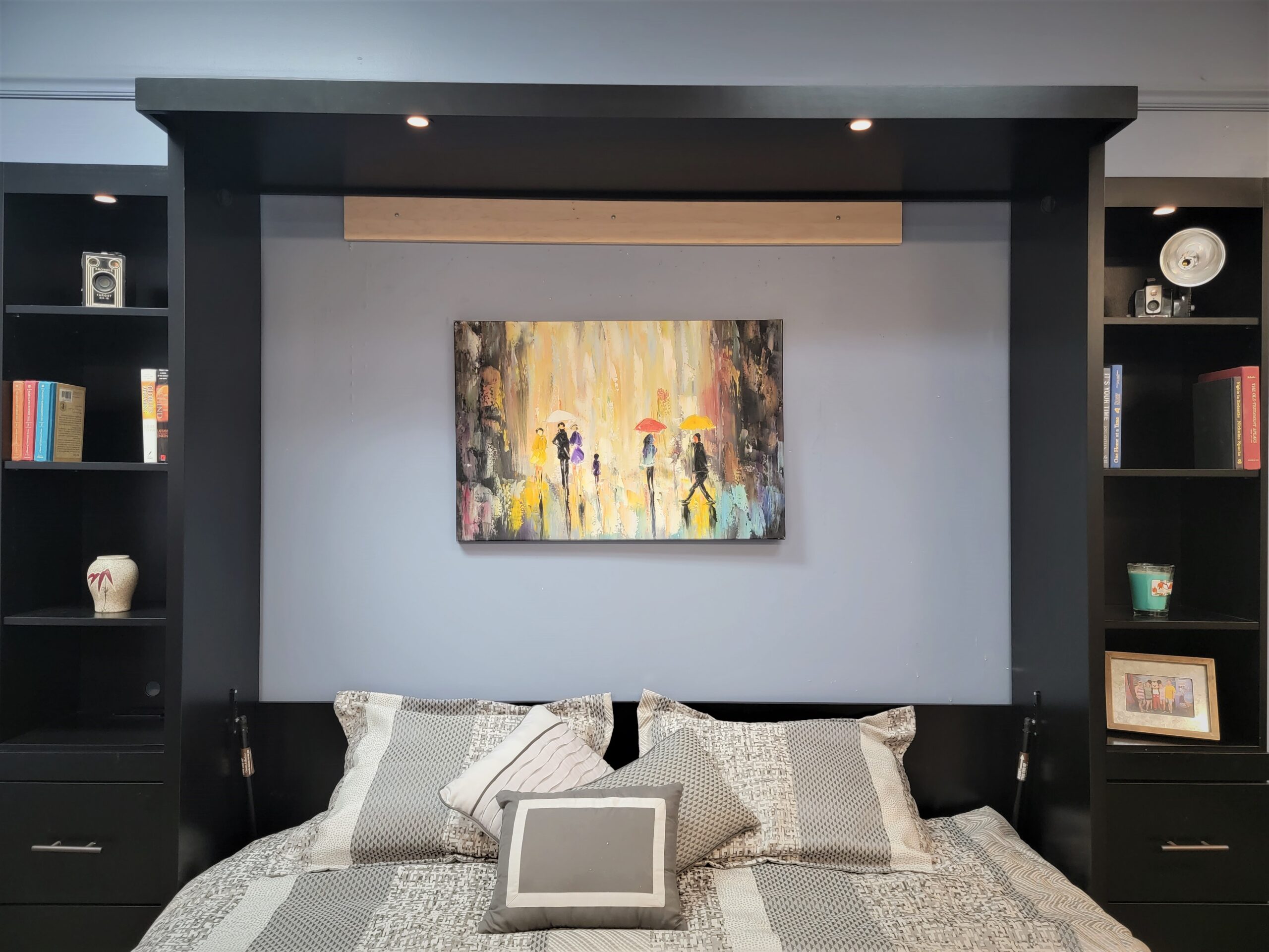 Black Lacquer Shaker Murphy Bed LED Outset Murphy Bed Lights