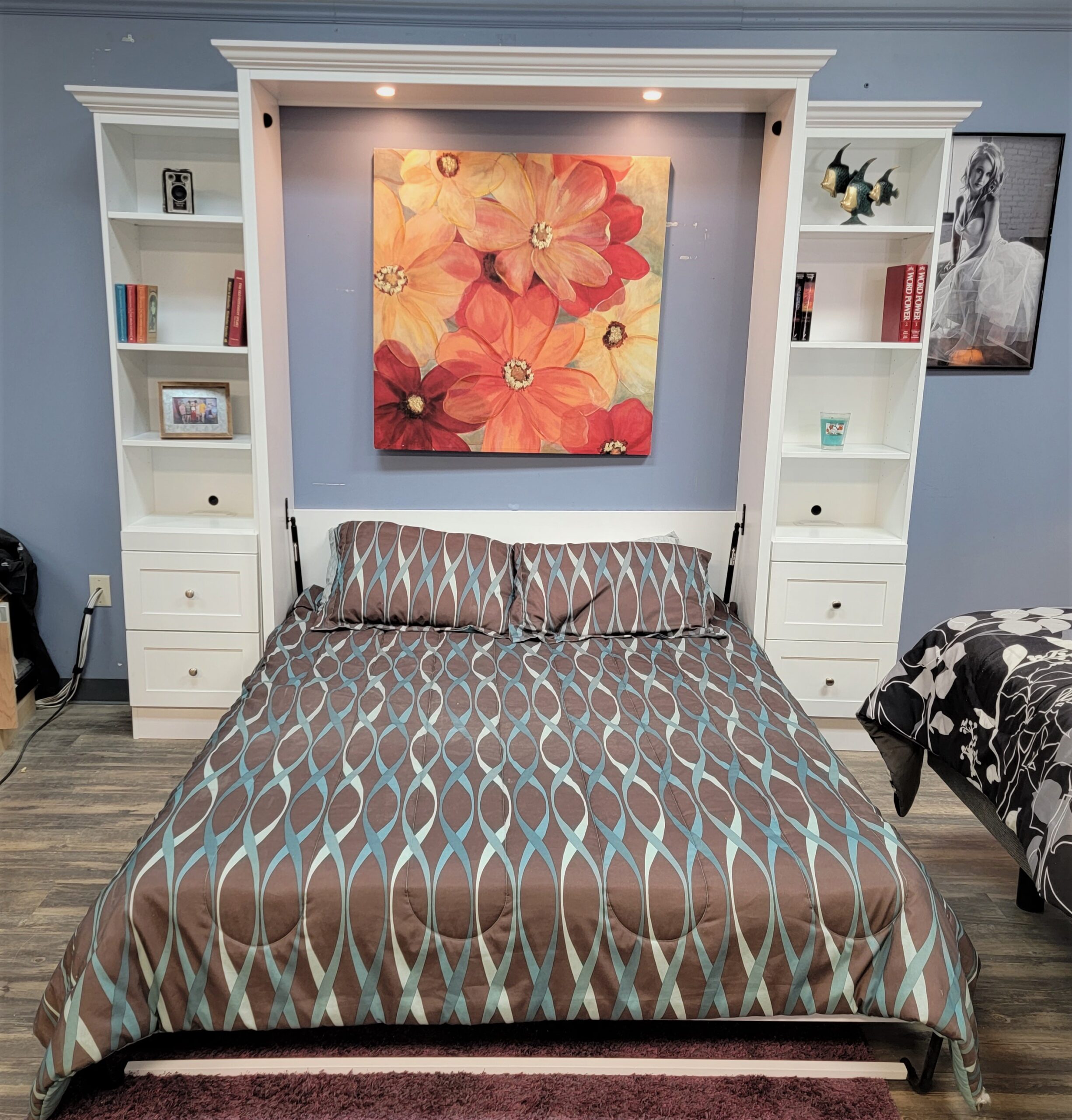 Shaker Murphy Bed Front View of Bed Shown Open