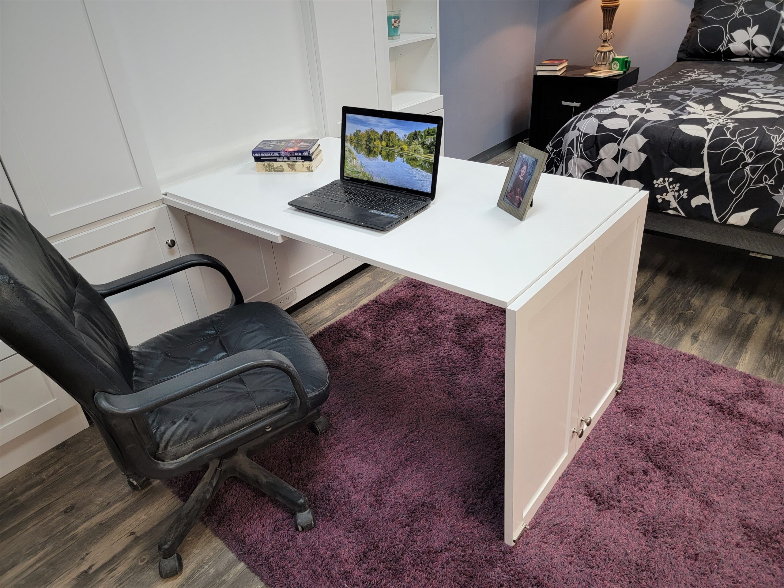 Shaker Murphy Bed Single-fold Inset Desk