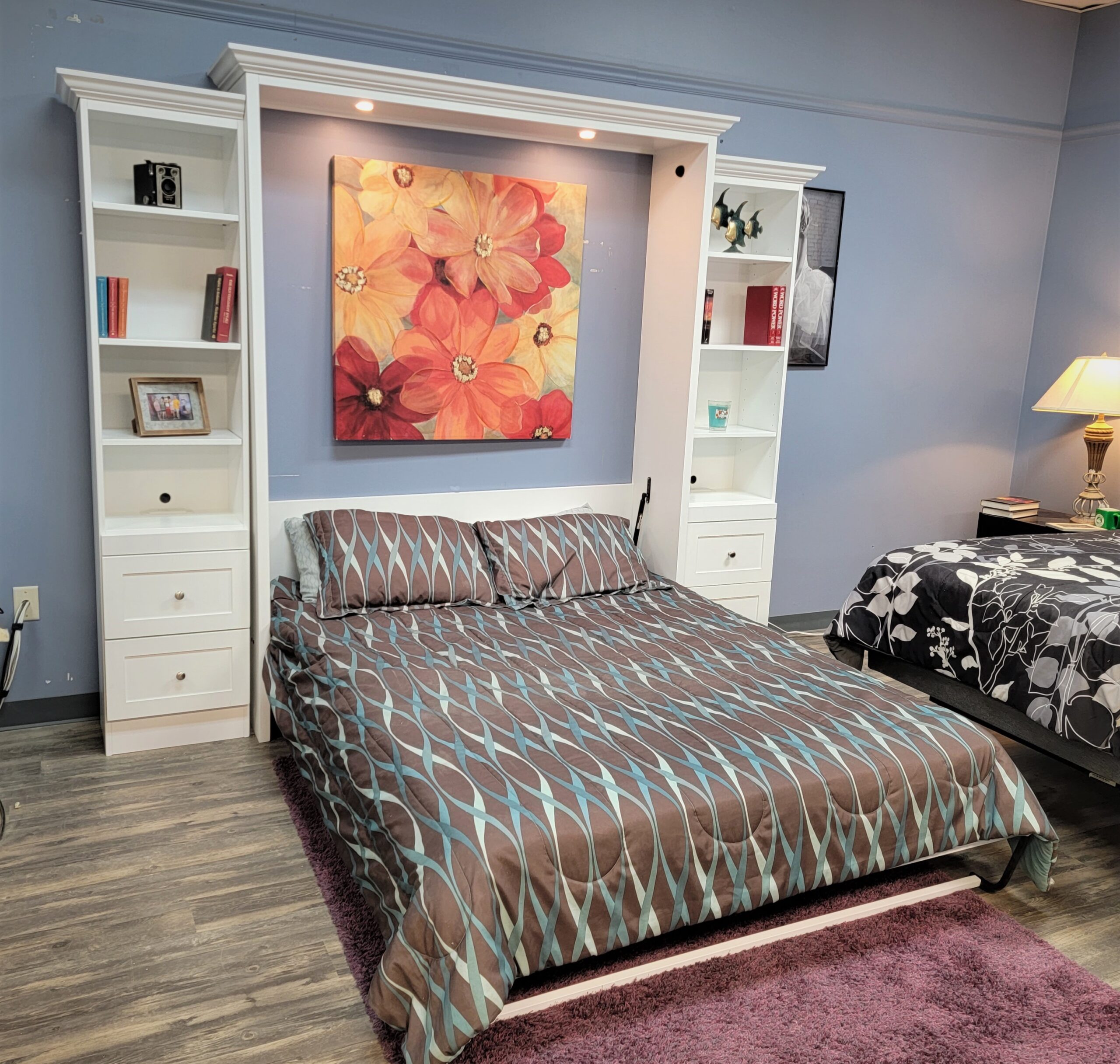 Shaker Murphy Bed Side View of Bed Shown Open