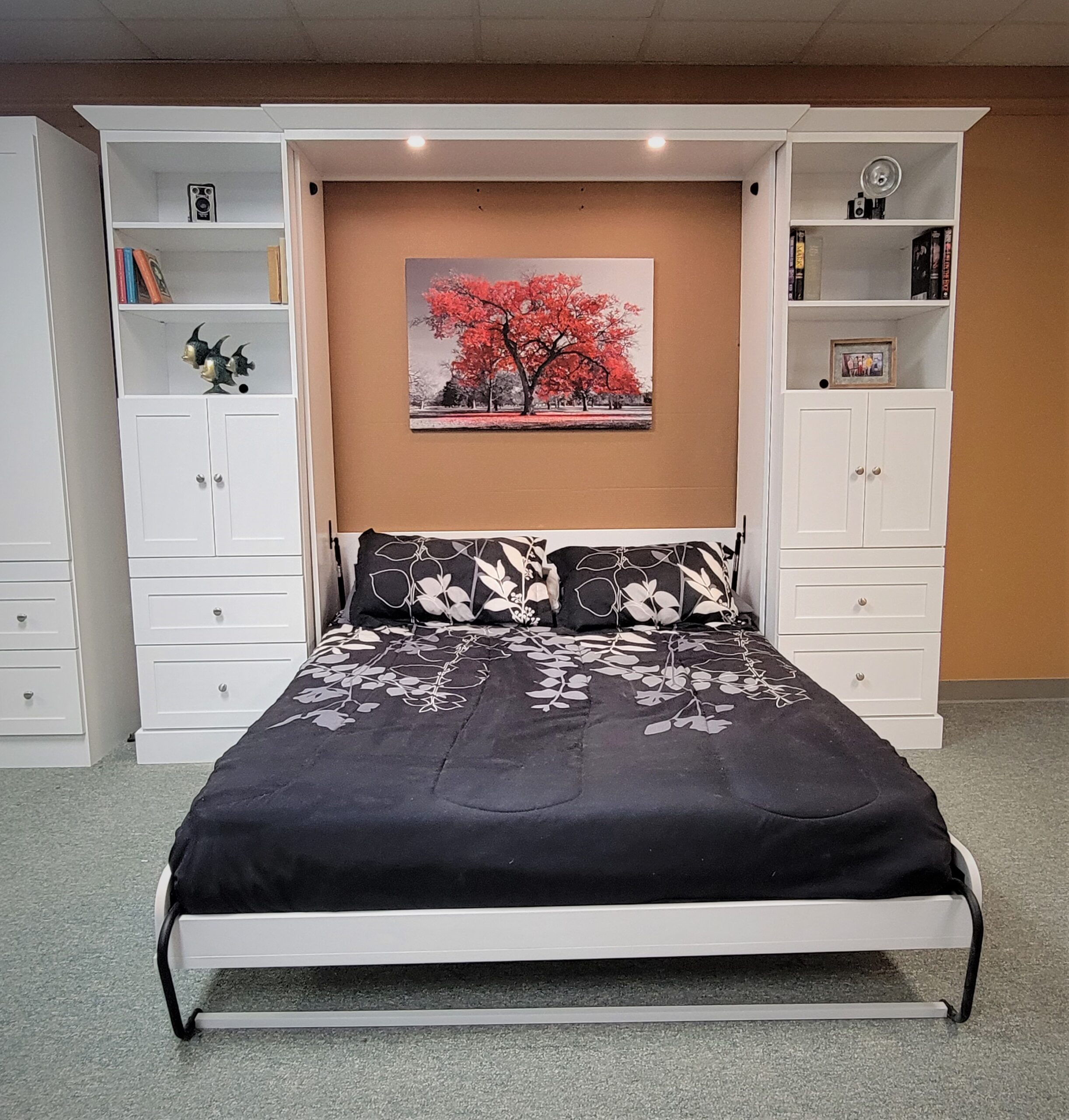 Shaker Murphy Bed Front View of Bed Open