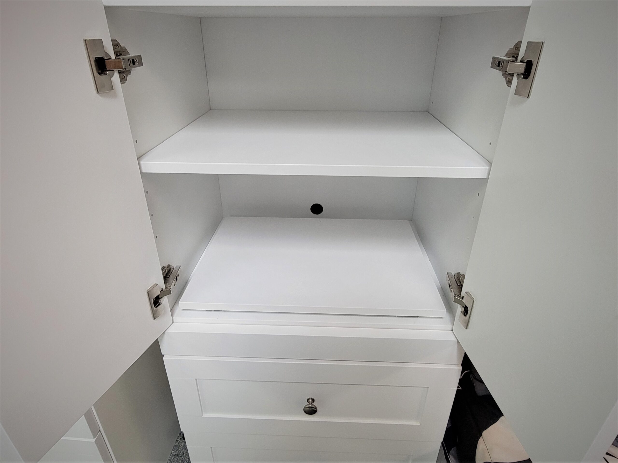 Shaker Murphy Bed Printer Pullout Shown Not Pulled Out