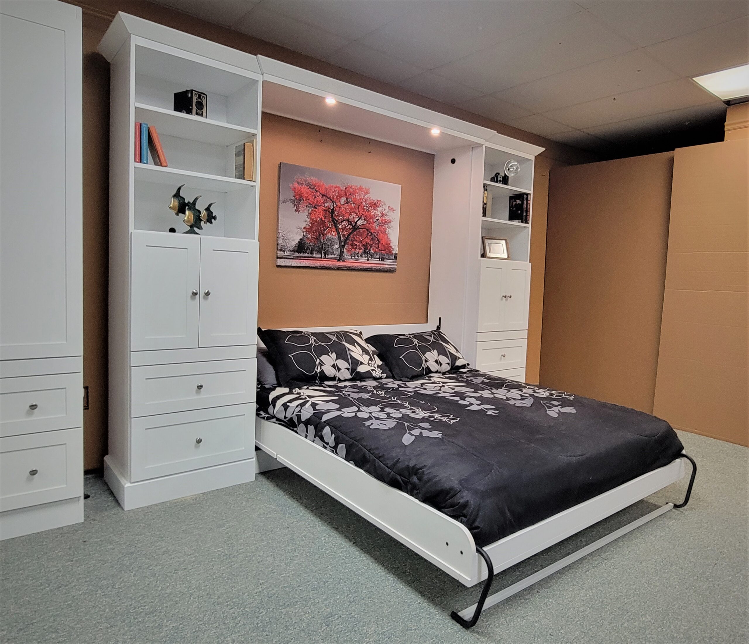 Shaker Murphy Bed Side View of Murphy Bed Shown Open