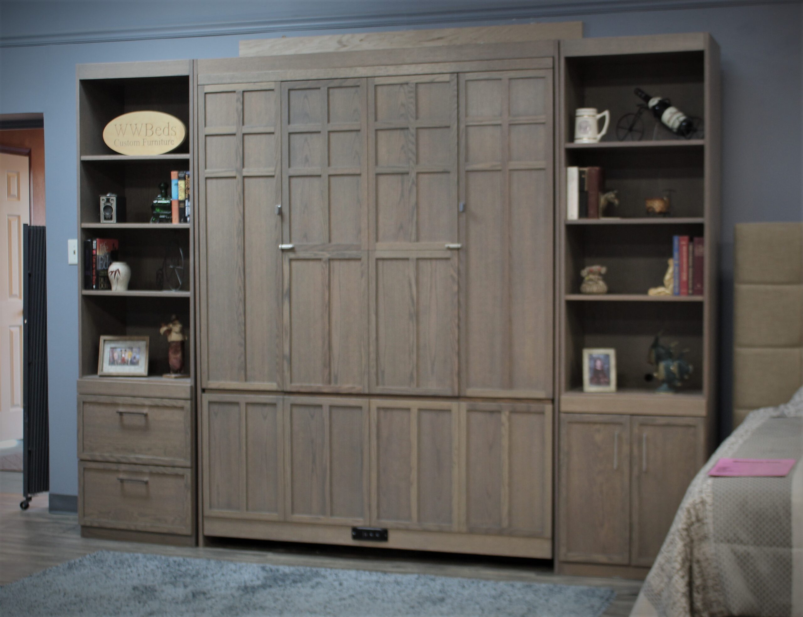 Frank Lloyd Wright Murphy Bed with Inset Desk Side View of Murphy Bed Shown Closed