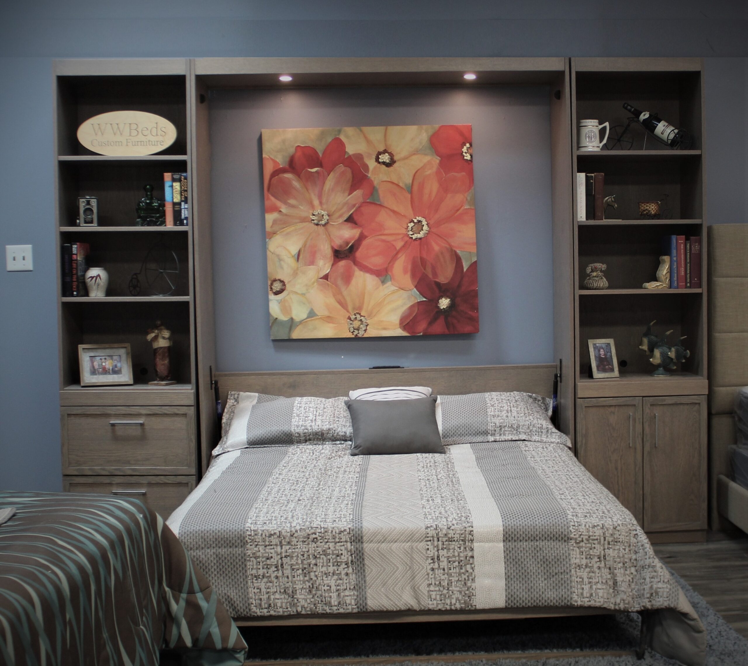 Frank Lloyd Wright Murphy Bed with Inset Desk Front View of Murphy Bed Shown Open