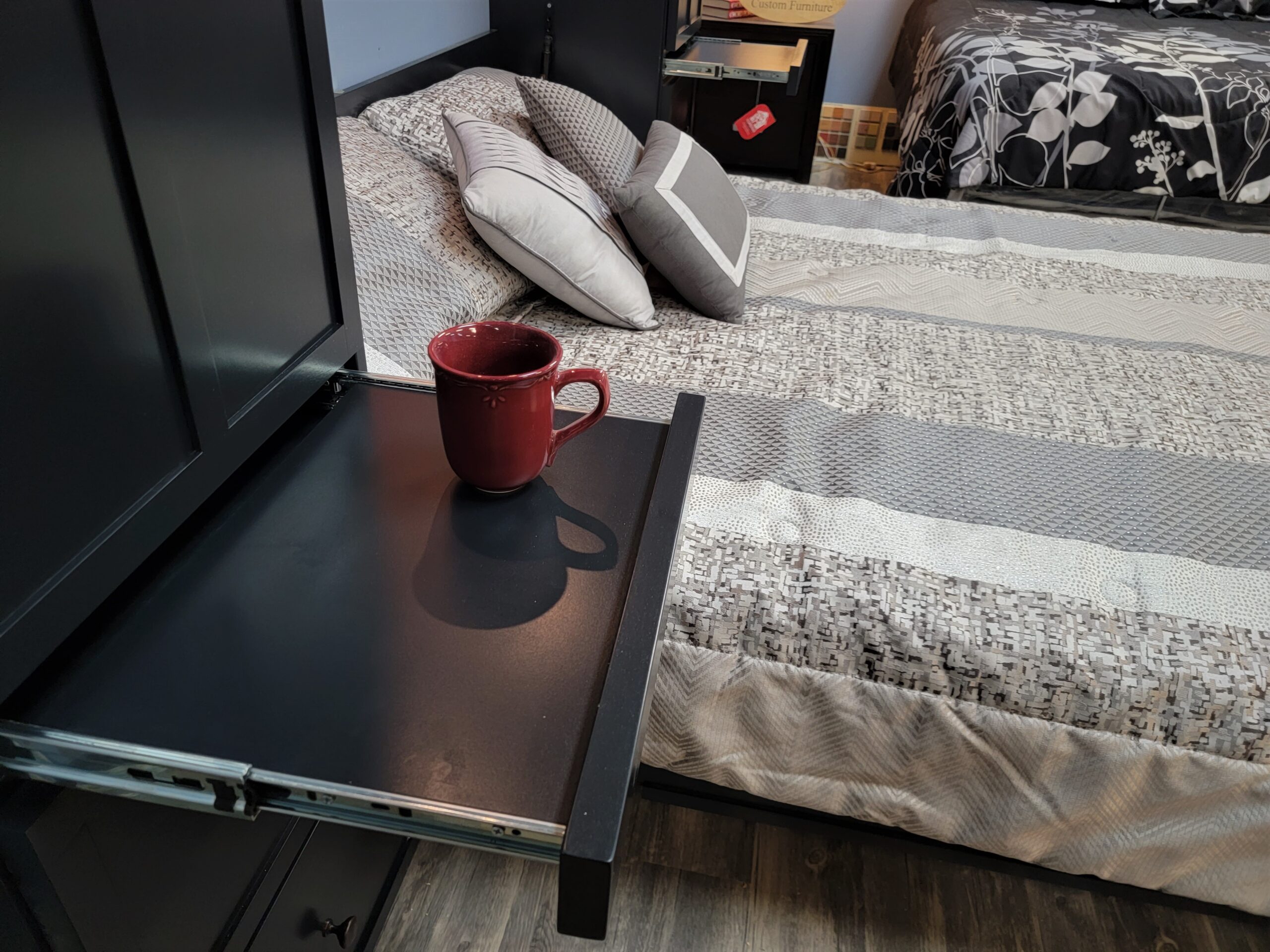 Caviar Black Frank LLoyd Wright Murphy Bed Pull-out Drink Tray