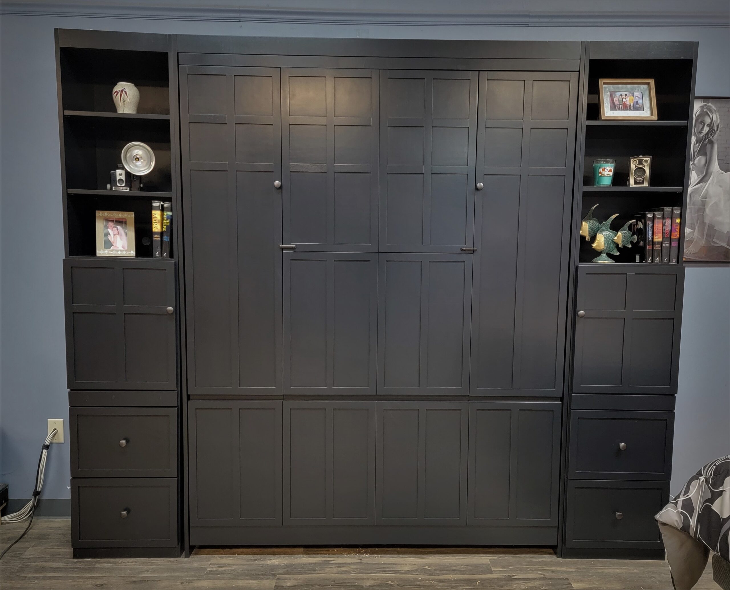 Caviar Black Frank LLoyd Wright Murphy Bed Front View of Murphy Bed Shown Closed