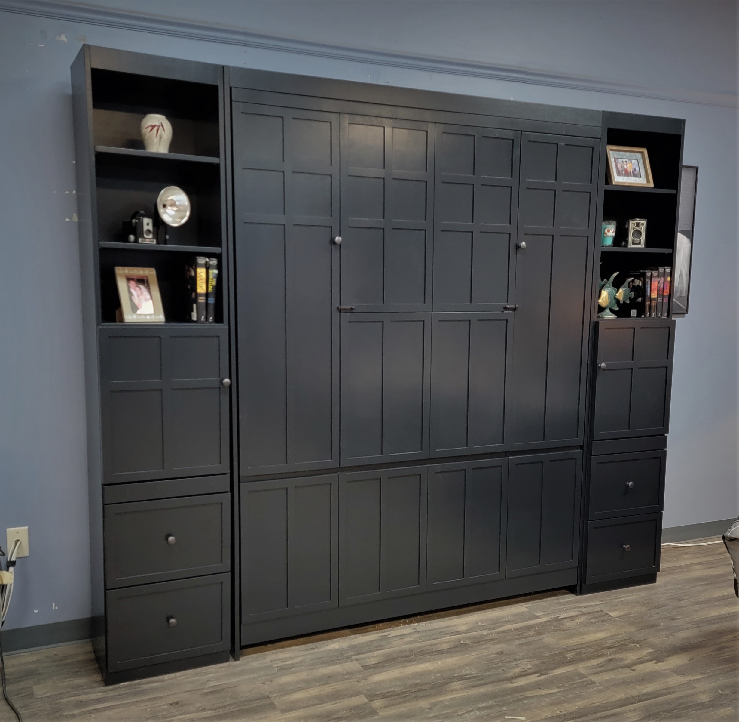 Caviar Black Frank LLoyd Wright Murphy Bed Side View of Murphy Bed Shown Closed