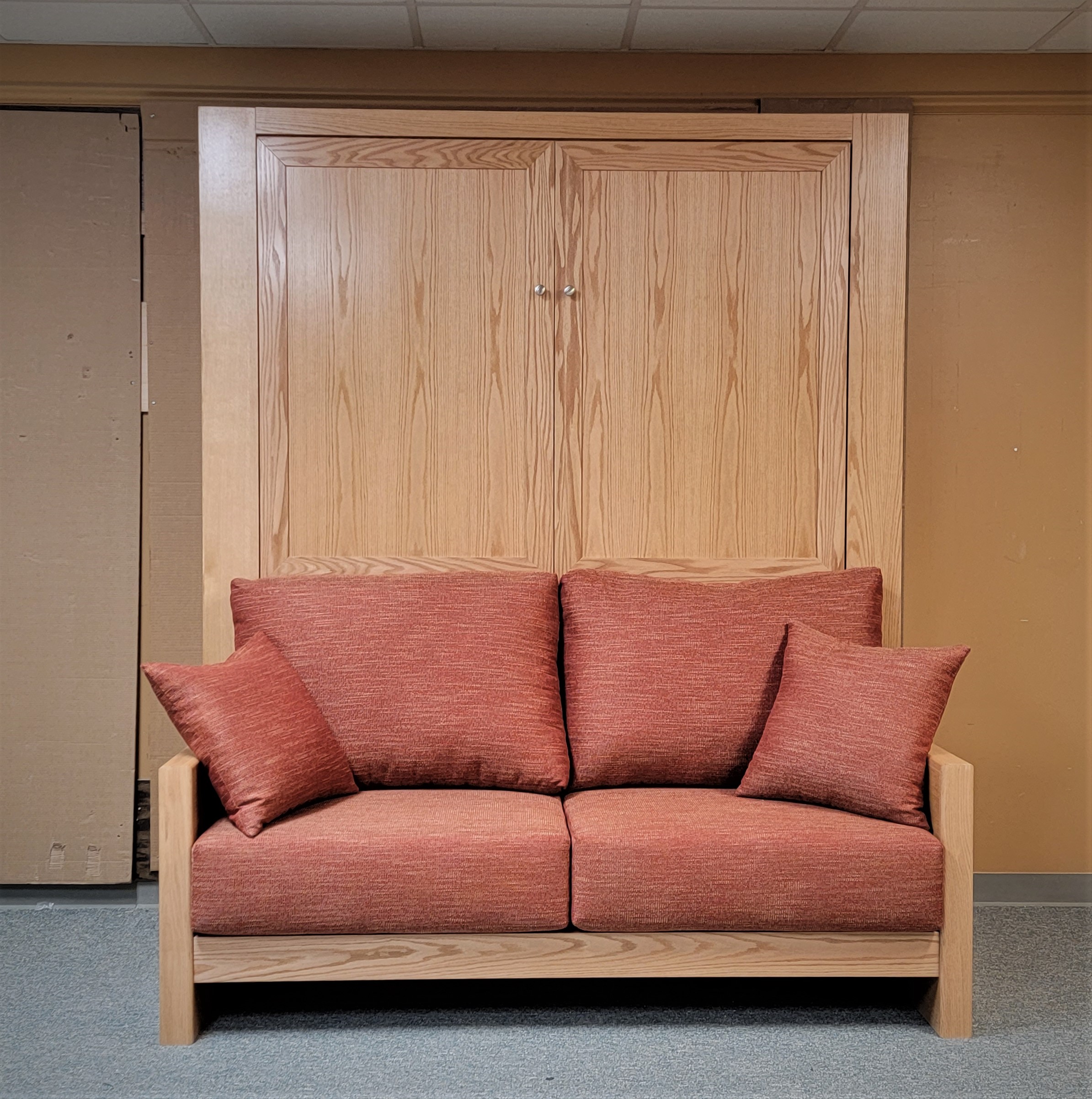 Marriott Sofa Murphy Bed Front View of Bed Shown Closed with Cushions On