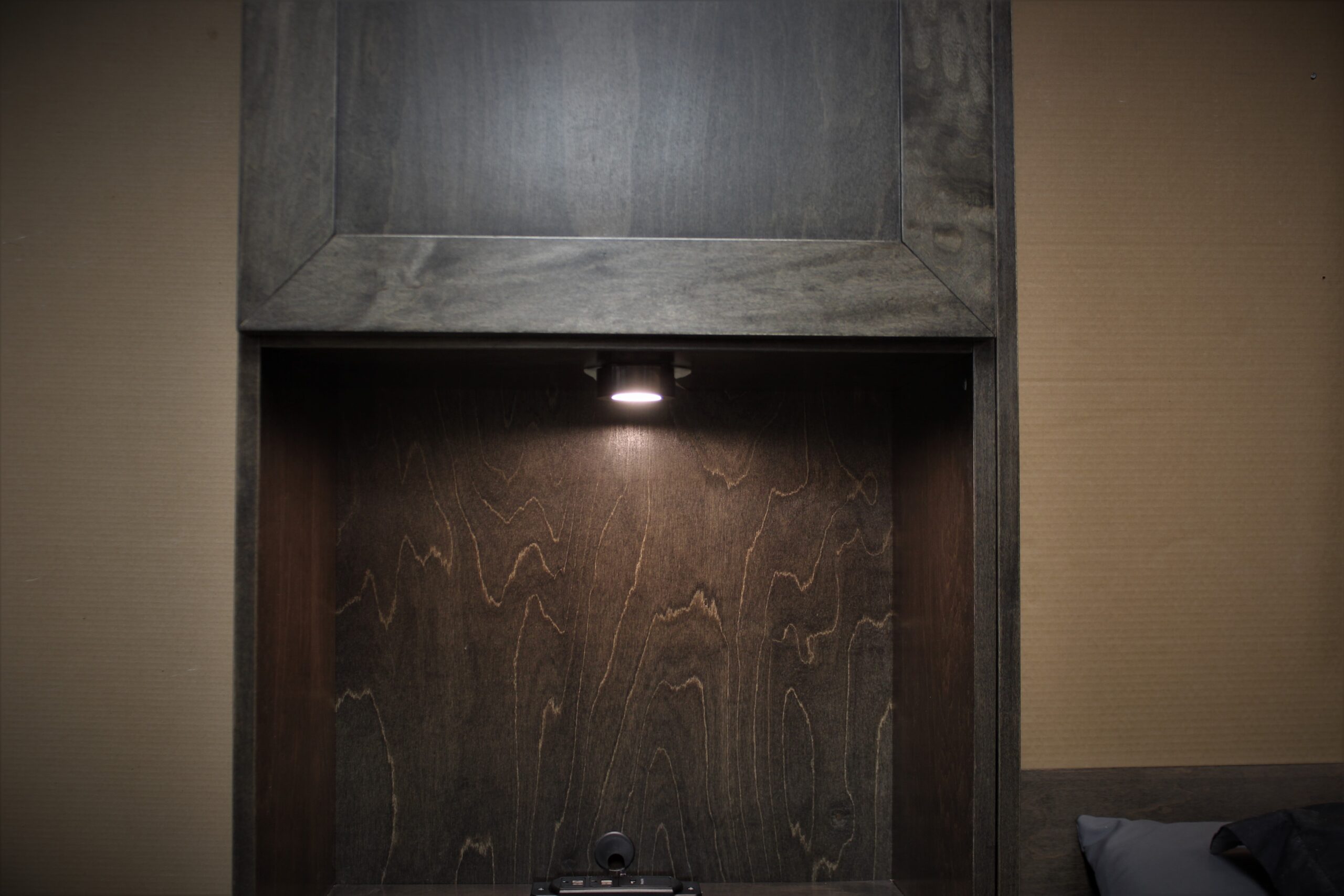 Marriott Murphy Bed LED Lights in Center Section of Bookcase