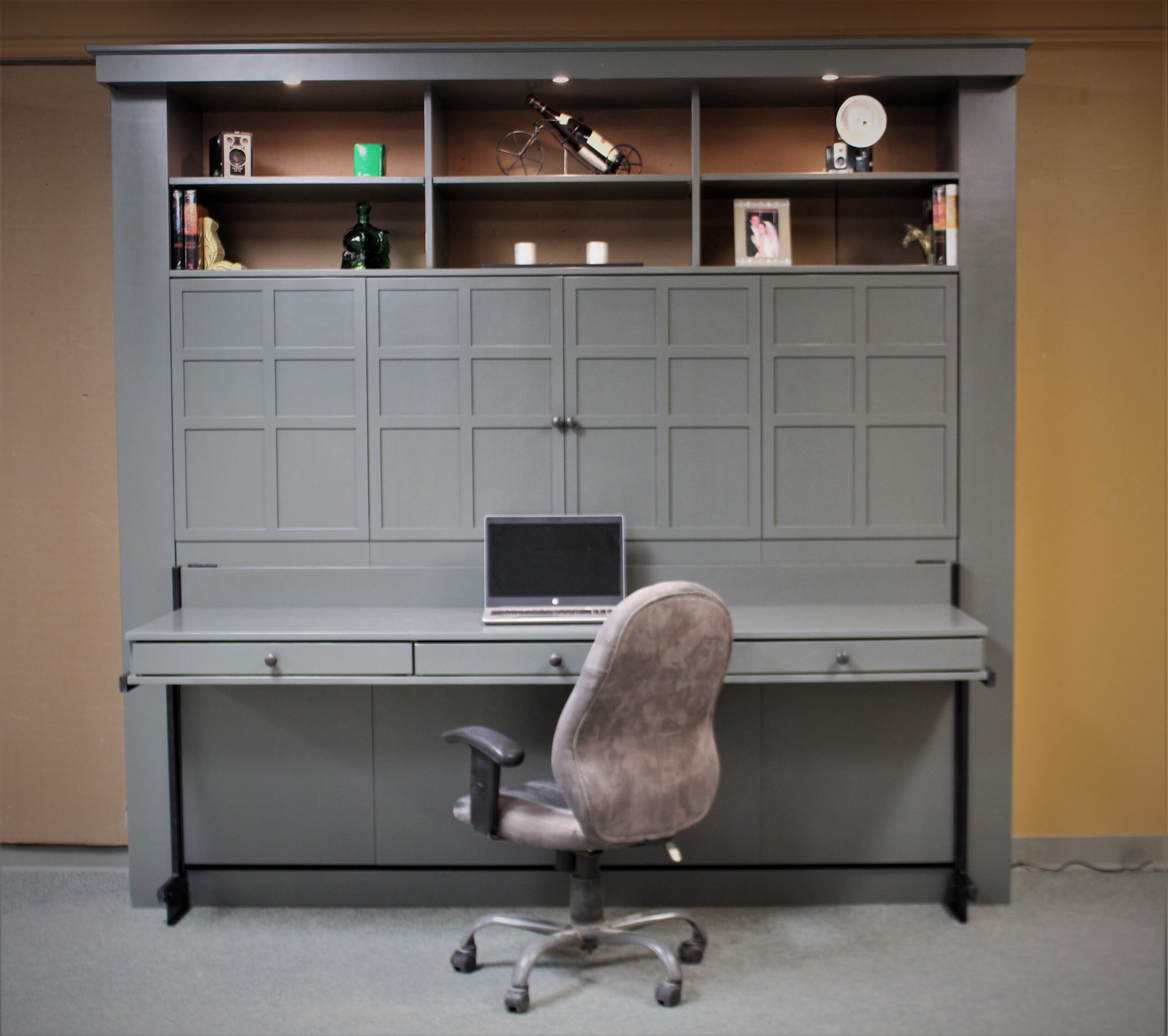 Horizontal Frank Lloyd Wright Murphy Bed Front View of bed shown closed