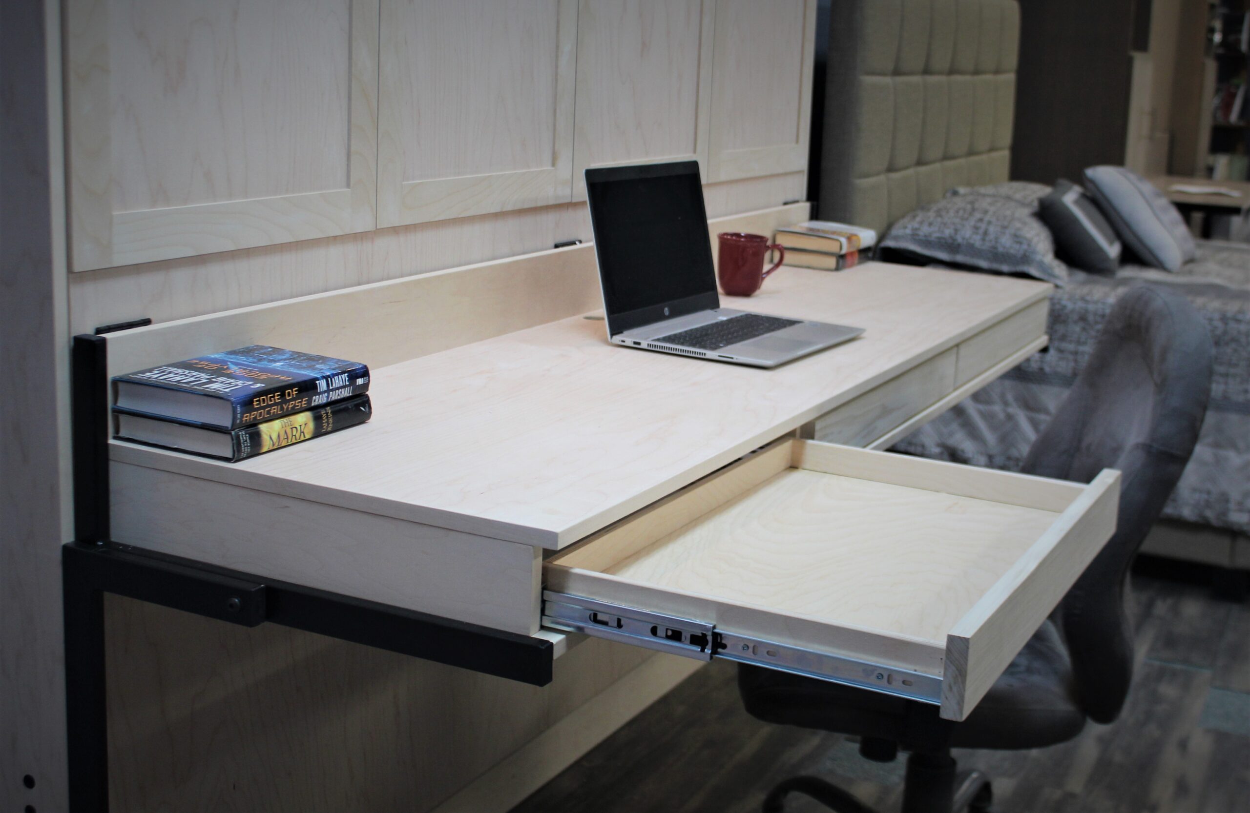 Horizontal Templeton Murphy Bed Pencil Drawer Shown Open