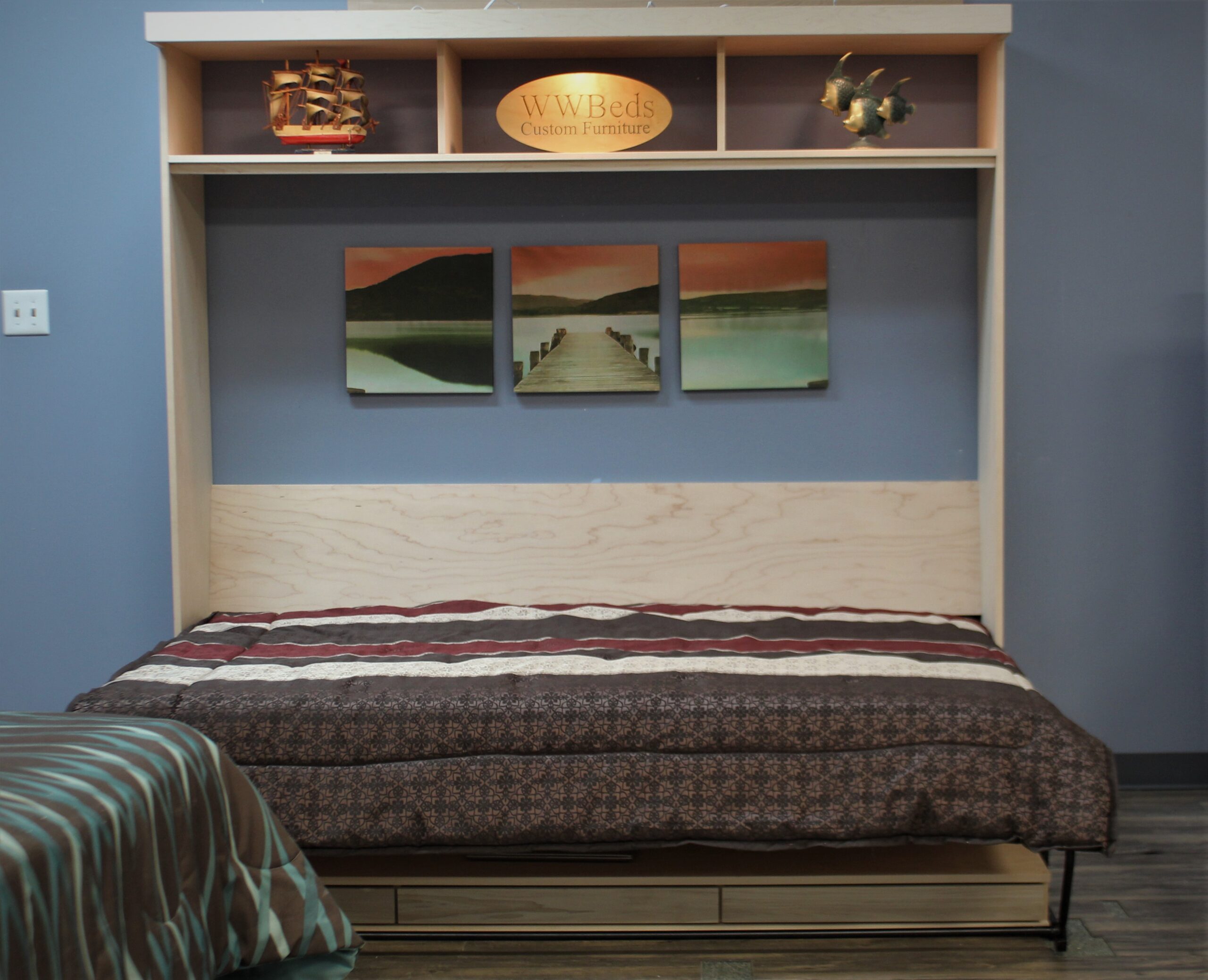 Horizontal Templeton Murphy Bed Front View of Bed Shown Open