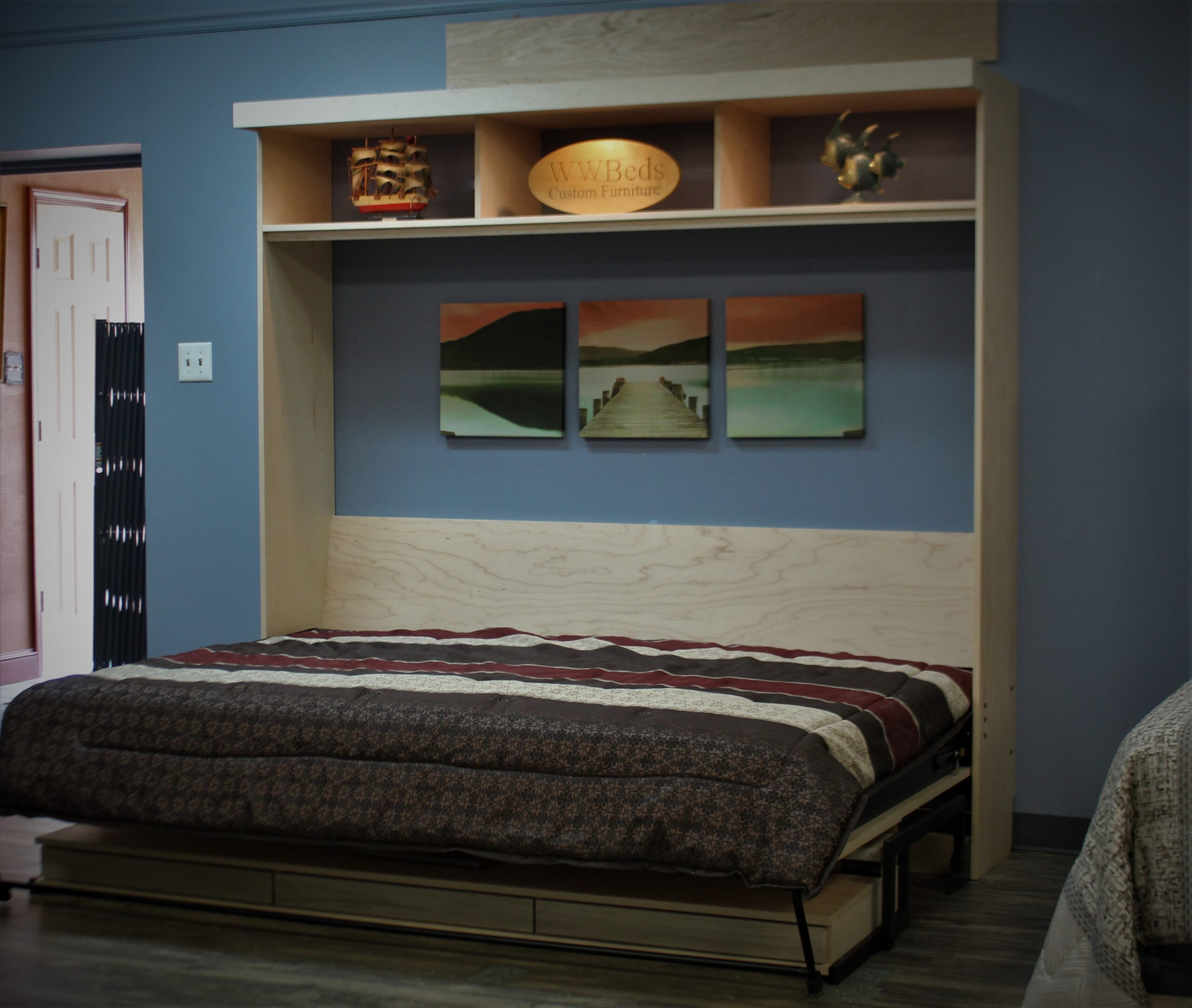 Horizontal Templeton Murphy Bed Side View of Bed Shown Open