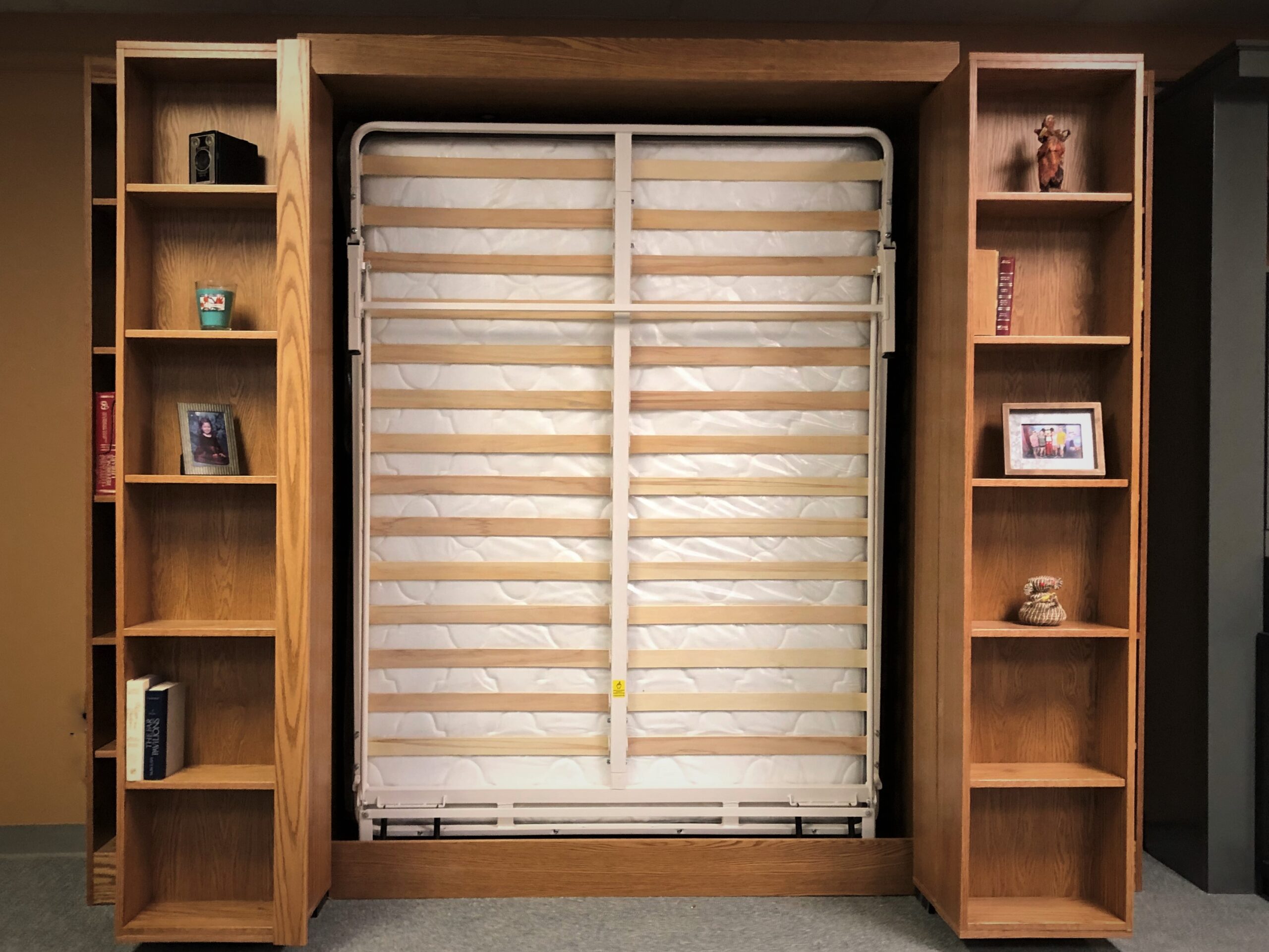 Pivoting Bookcase Murphy Bed Bookcases Open and Bed is Closed