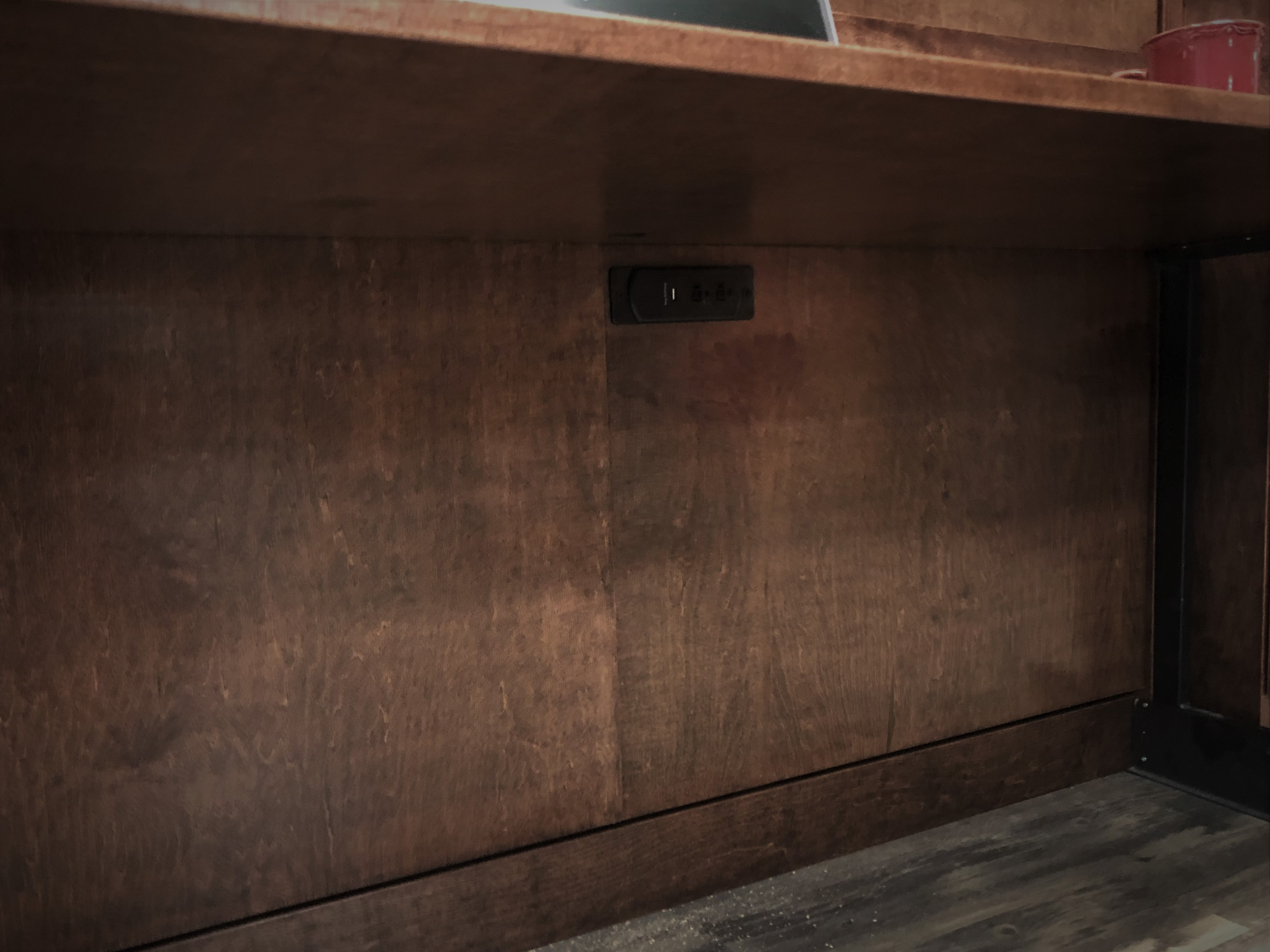 Red Mahogany Murphy Bed Under Desk Charging Station