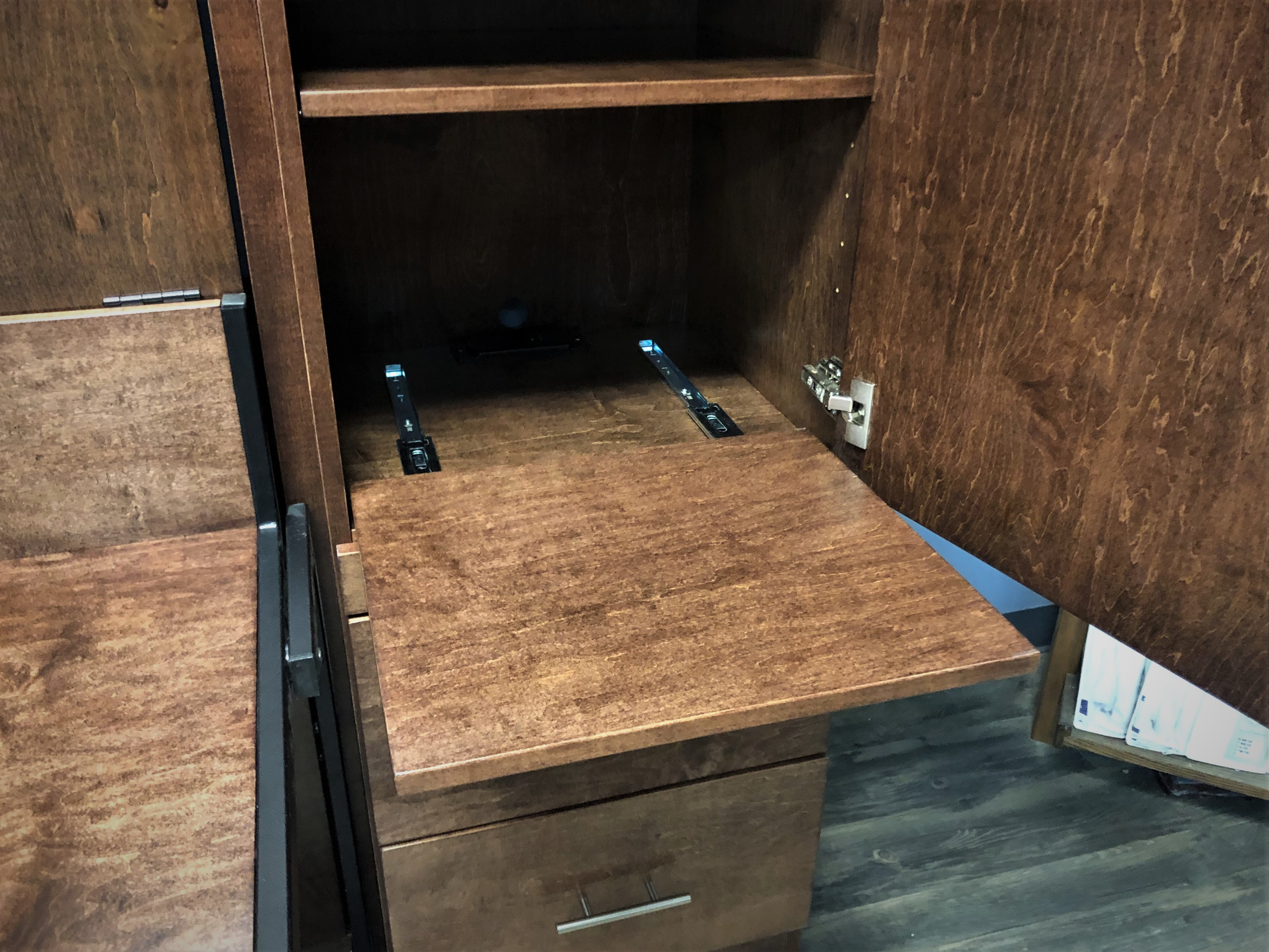 Red Mahogany Murphy Bed Printer Pullout