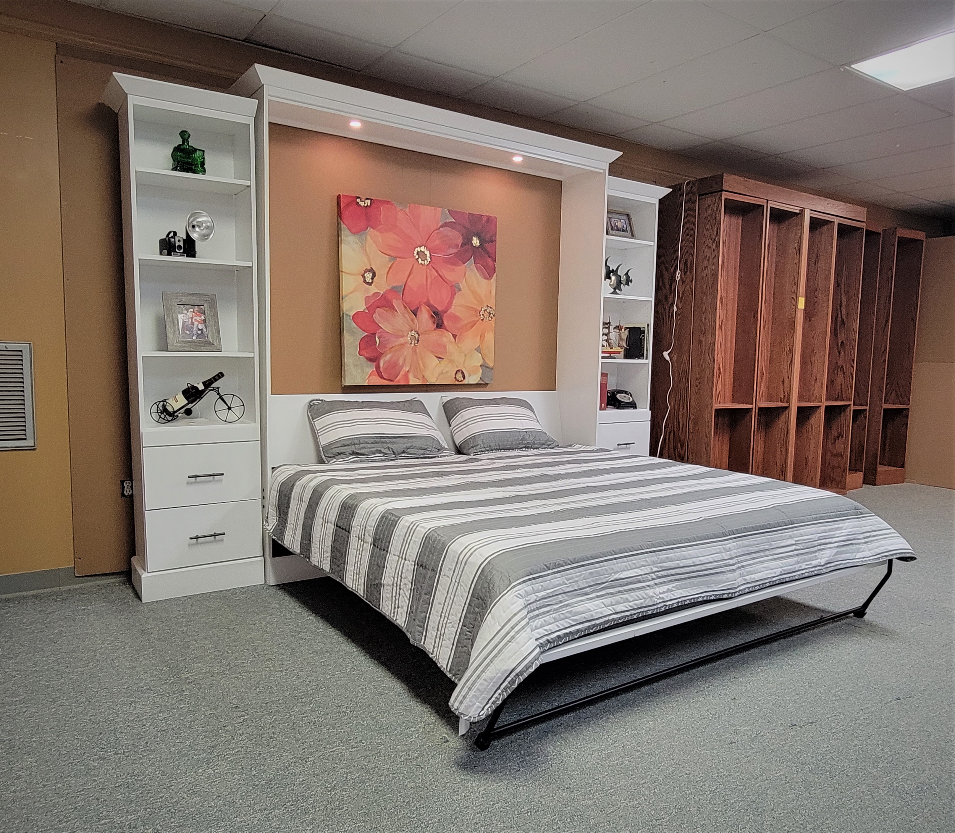 King Size Templeton Murphy Bed Side View of Murphy Bed Shown Open