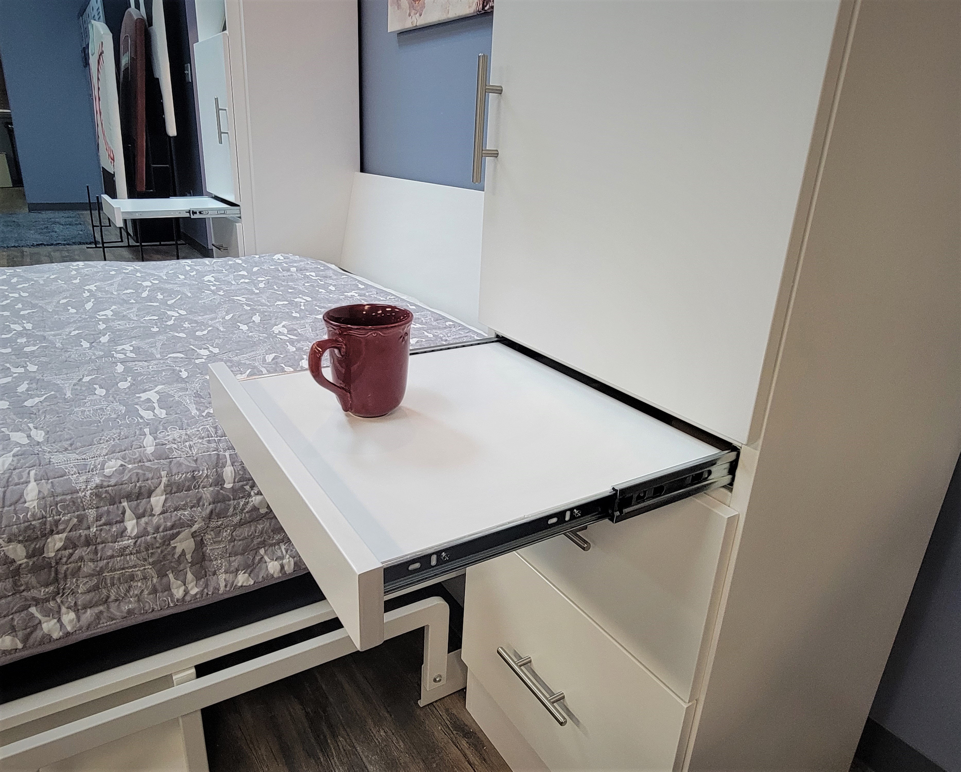 Manhattan Murphy Bed Pull out Drink Tray in Bookcases