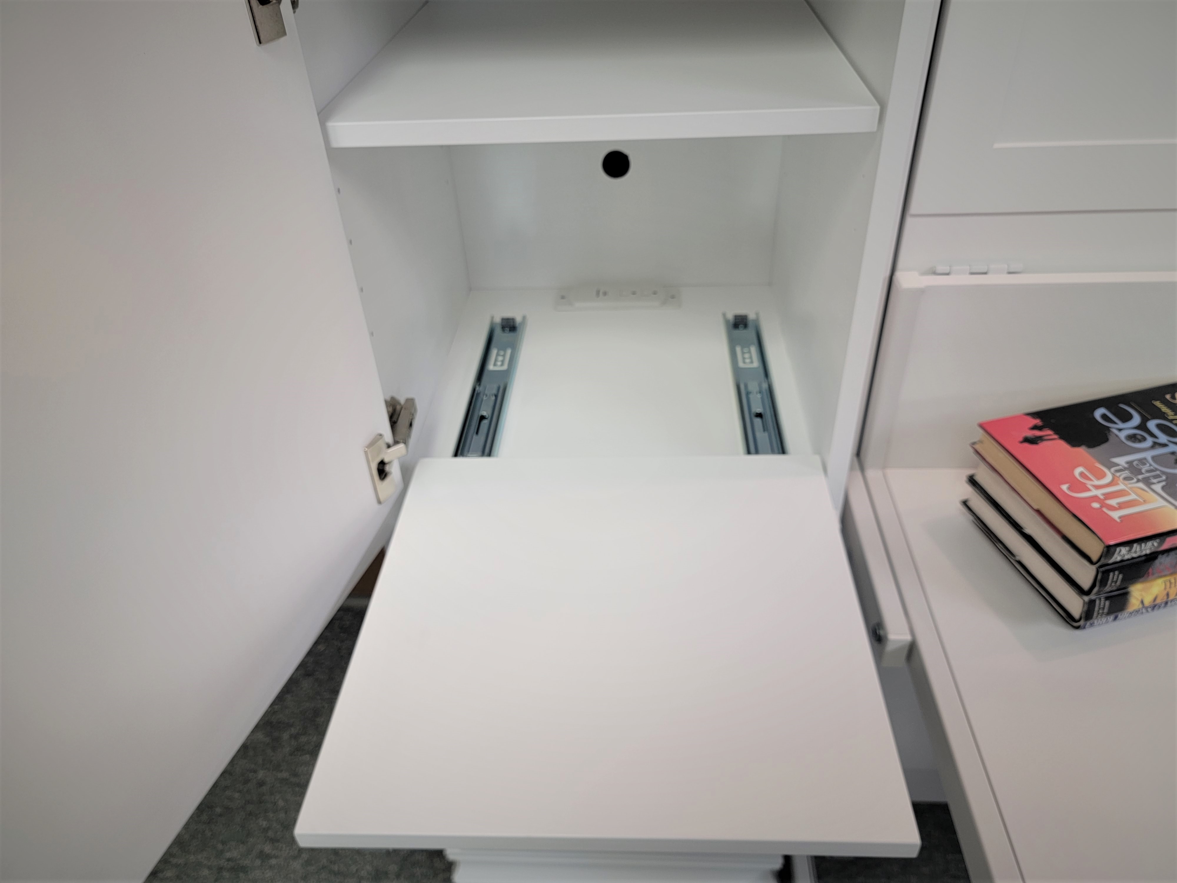 Templeton Murphy Bed Printer Pullouts in Mid Door Sections of Bookcases