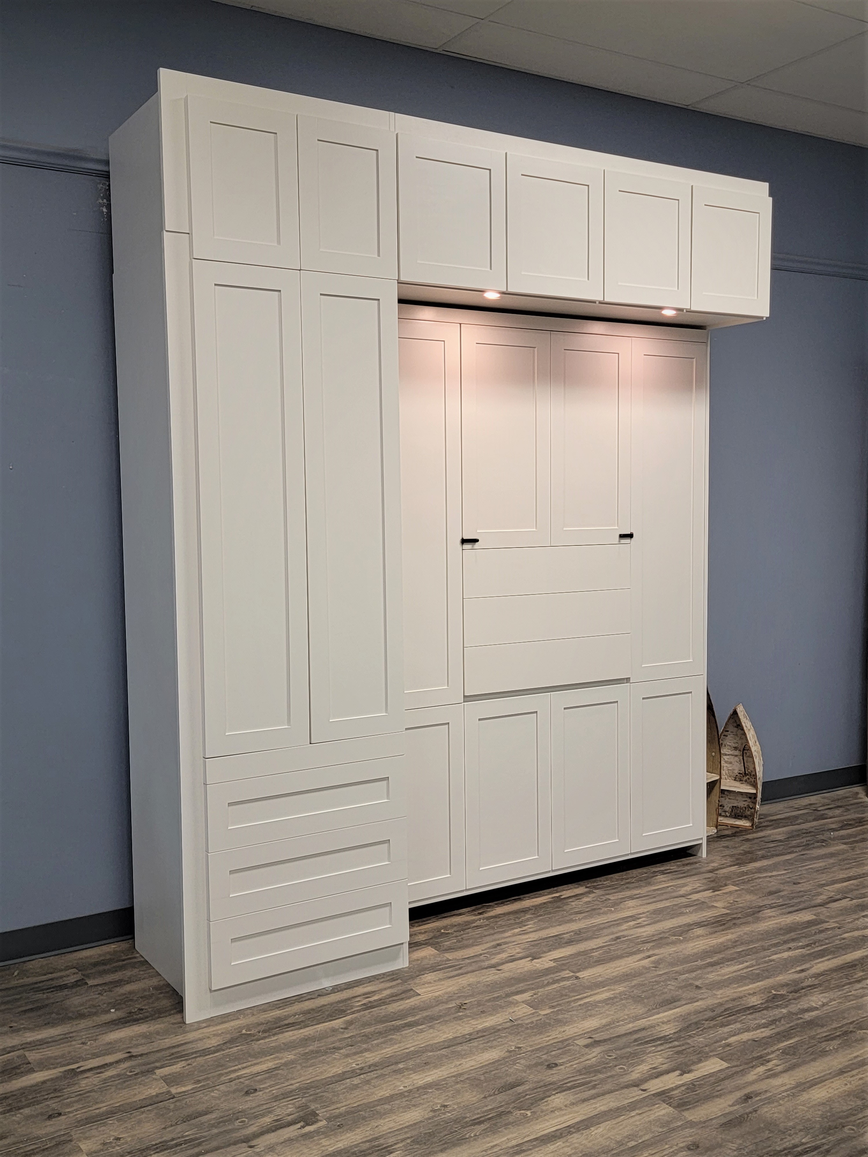 Shaker Murphy Bed Side View of Bed Shown Closed