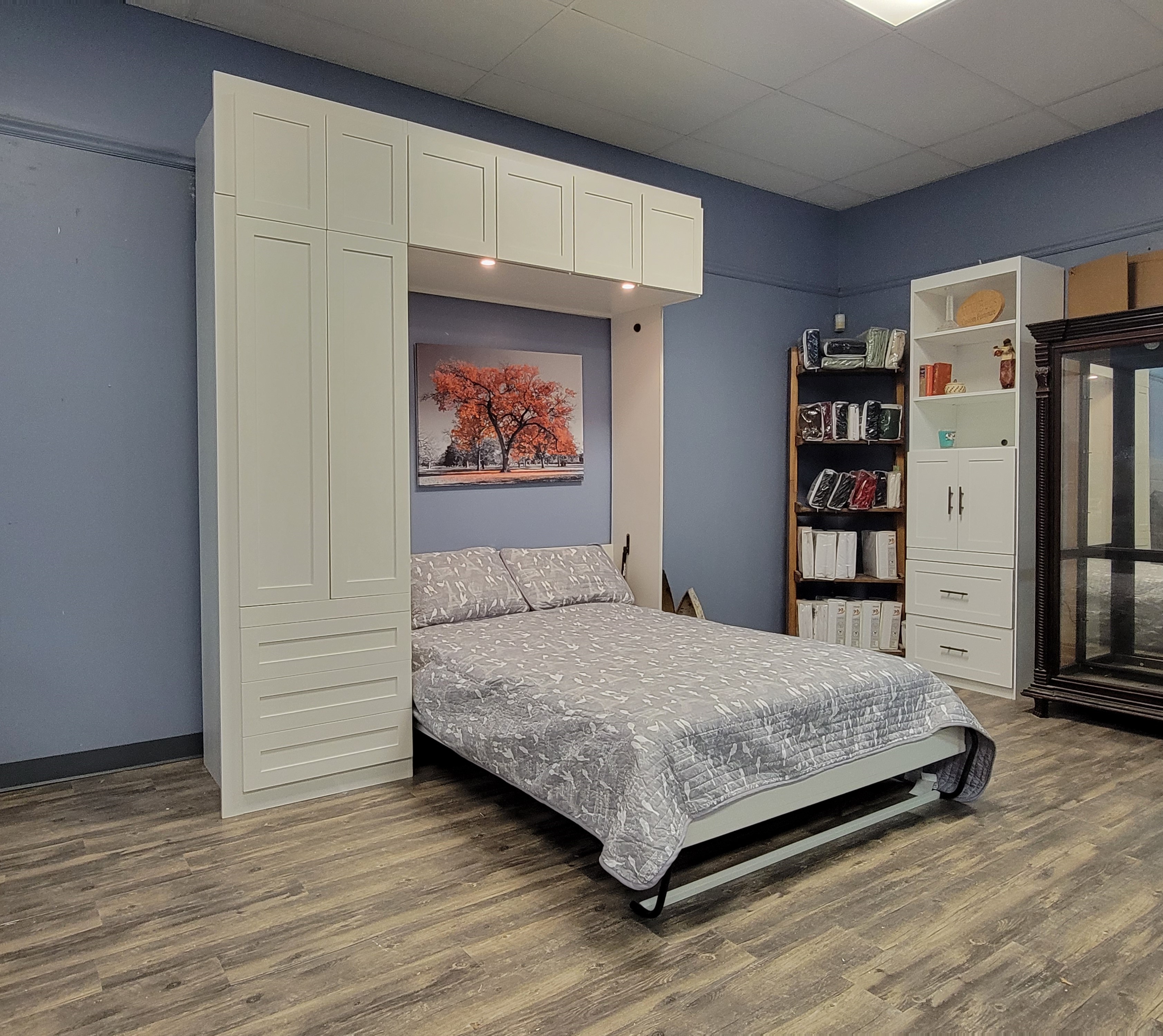 Shaker Murphy Bed Side View of Bed Shown Open