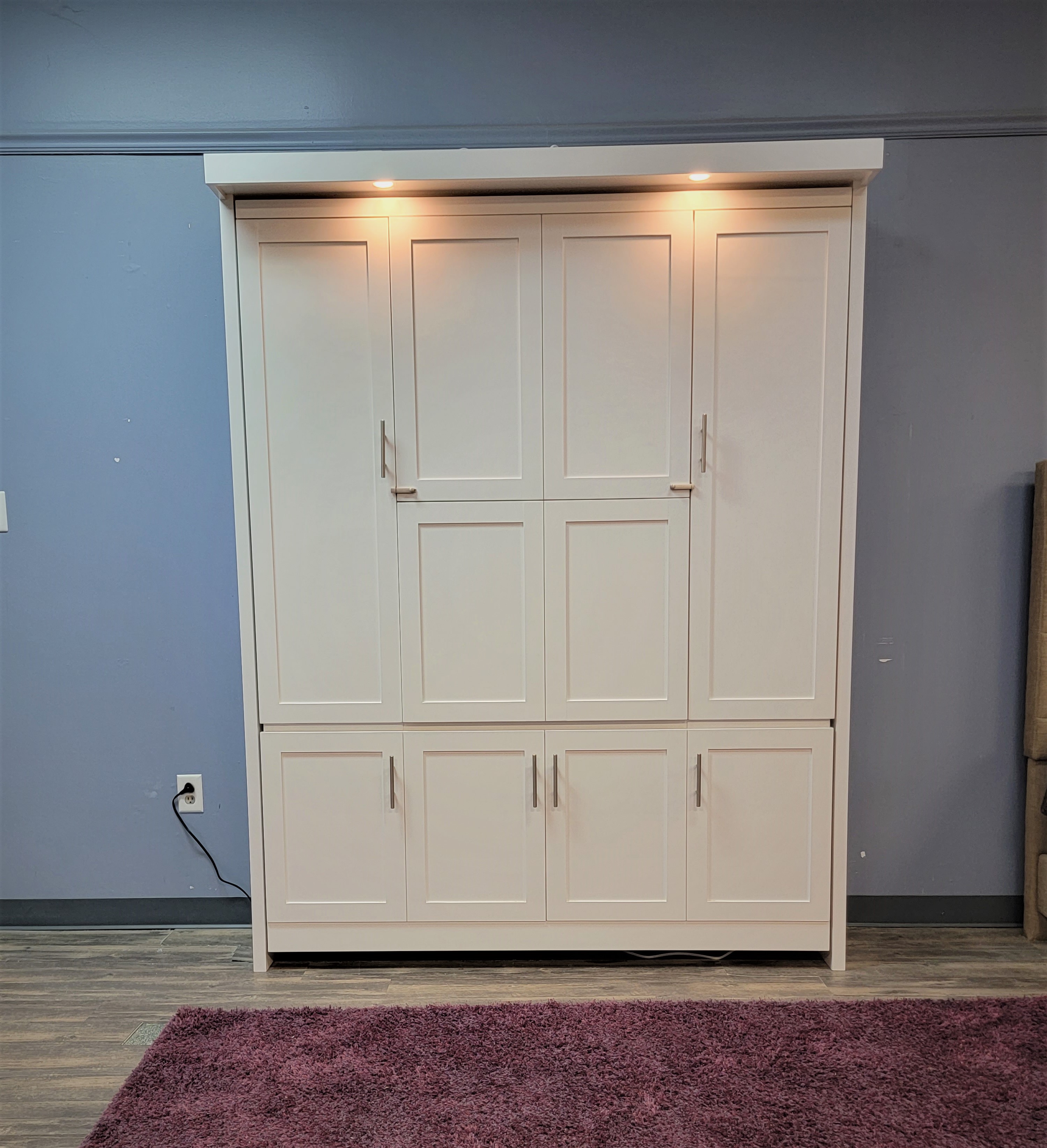 White Lacquer Christy Murphy Bed Front View of Bed Shown Closed