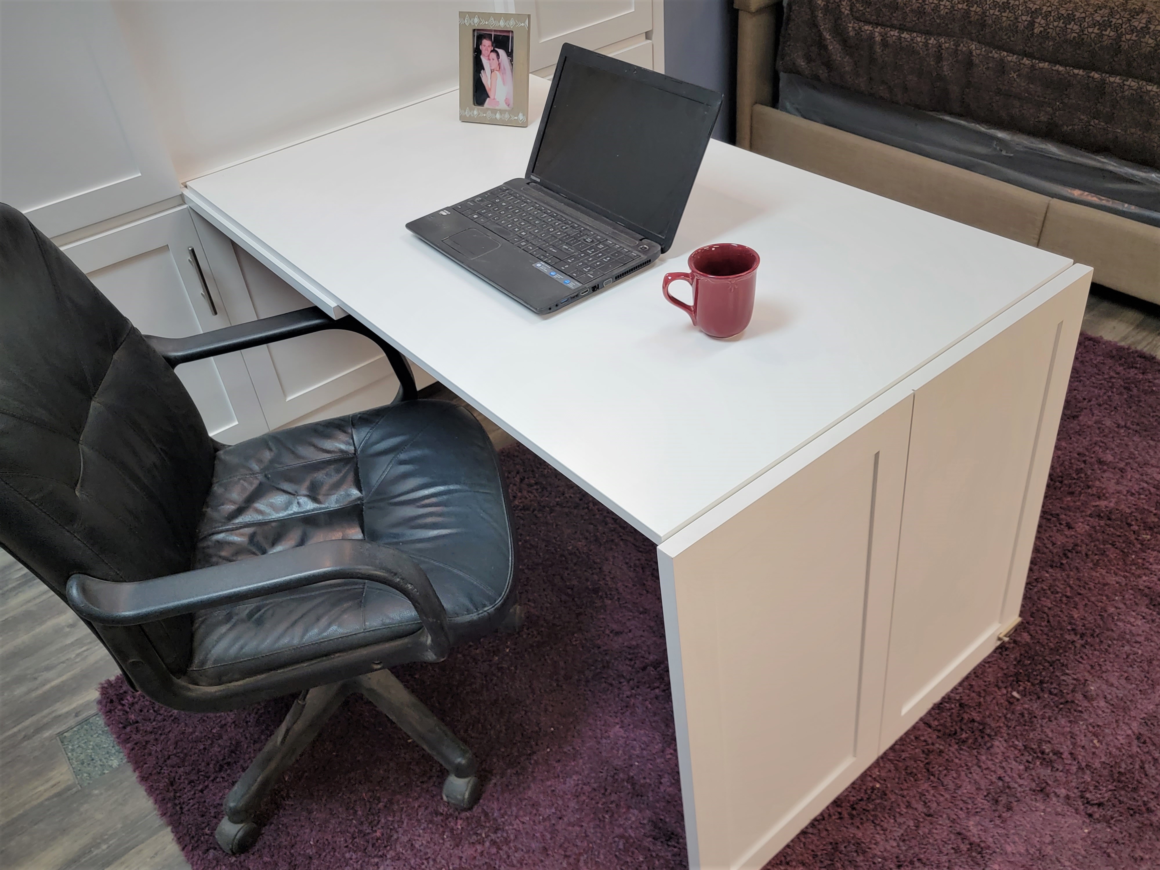 White Lacquer Christy Murphy Bed Inset Desk