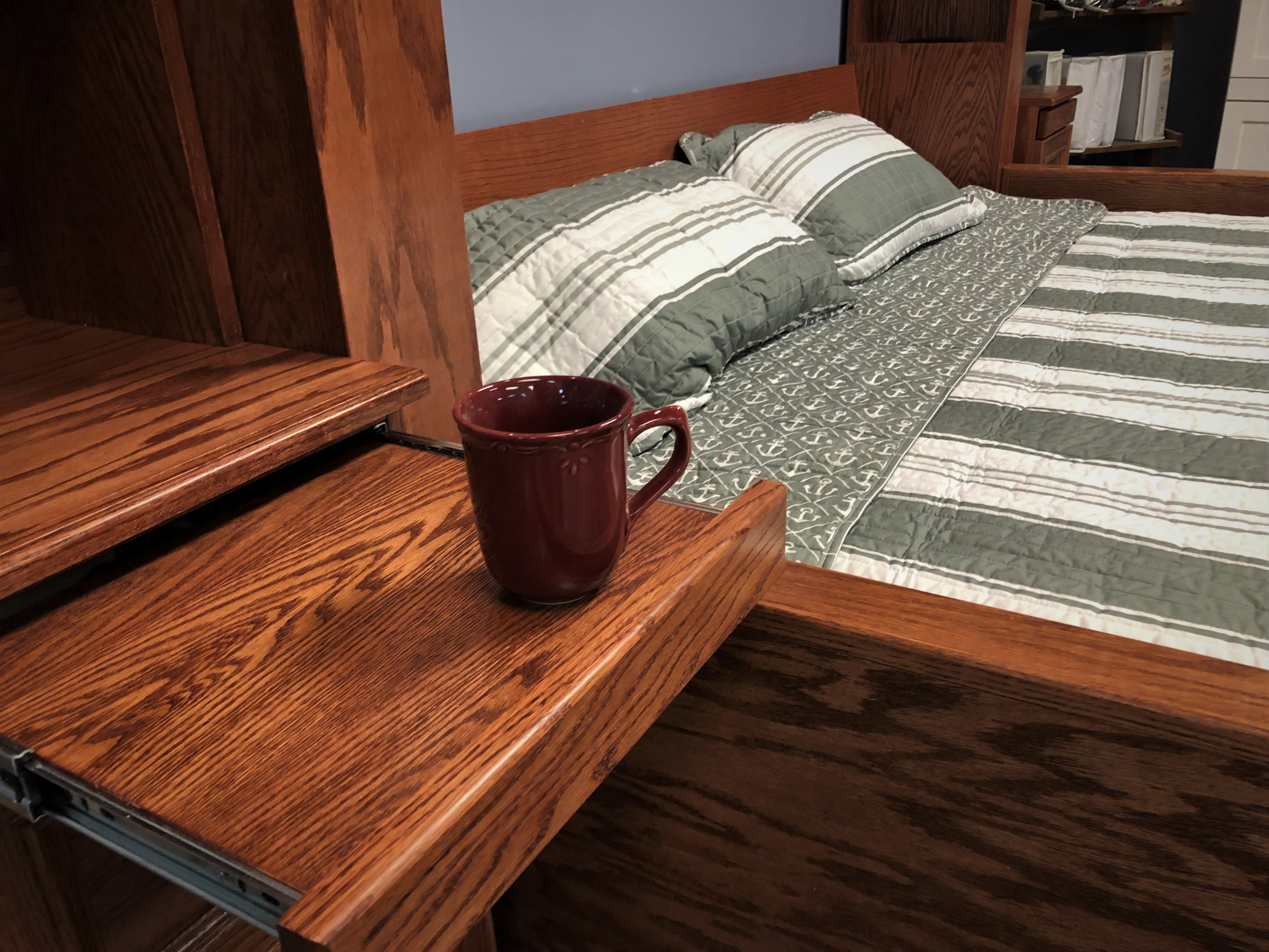 Jordan Sofa Murphy Bed Pullout Drink Tray with Bed Open